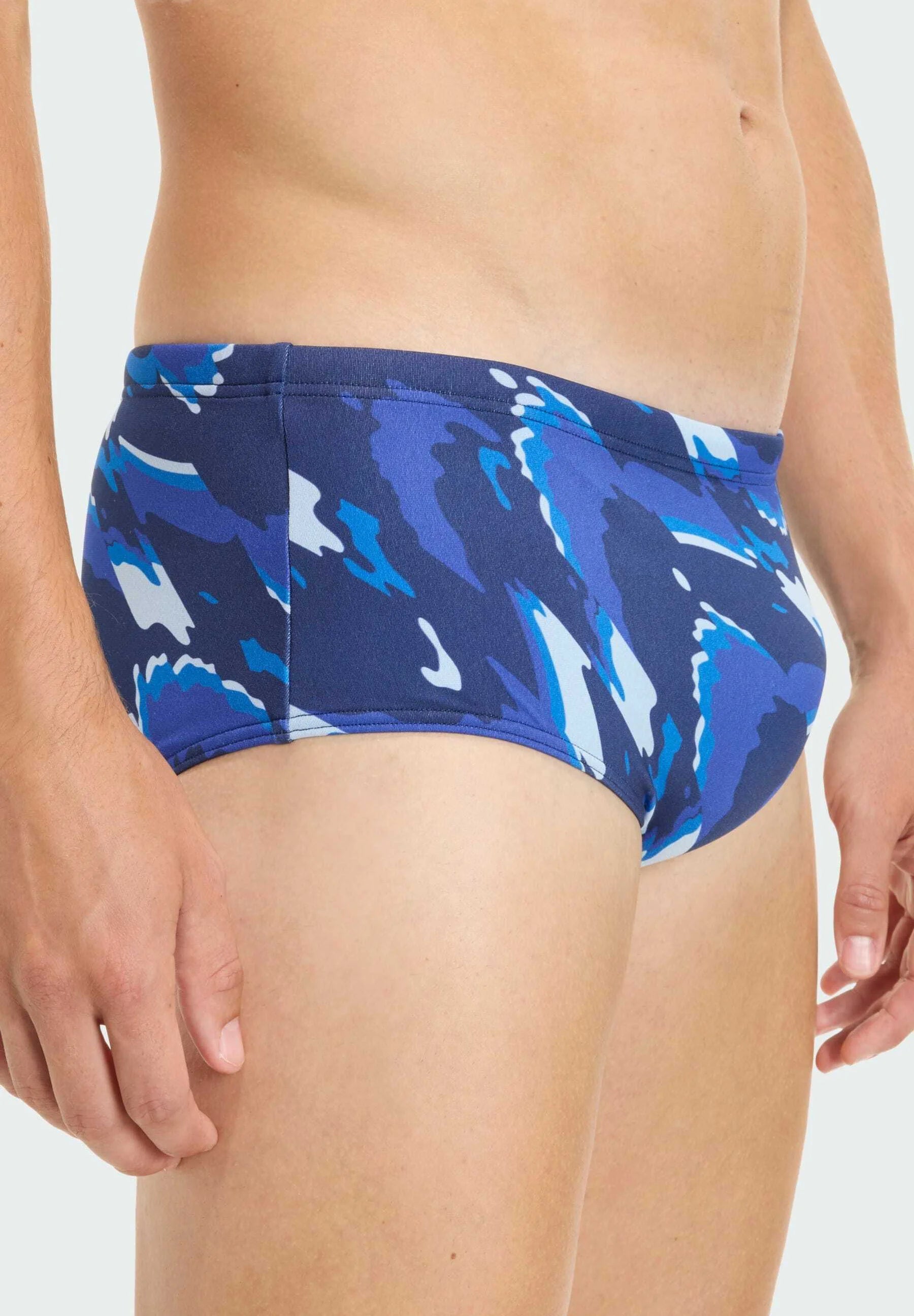 Adidas Performance Ripstream Team Graphic Wide Badehose – Dunkelblau, Halbklares Blau