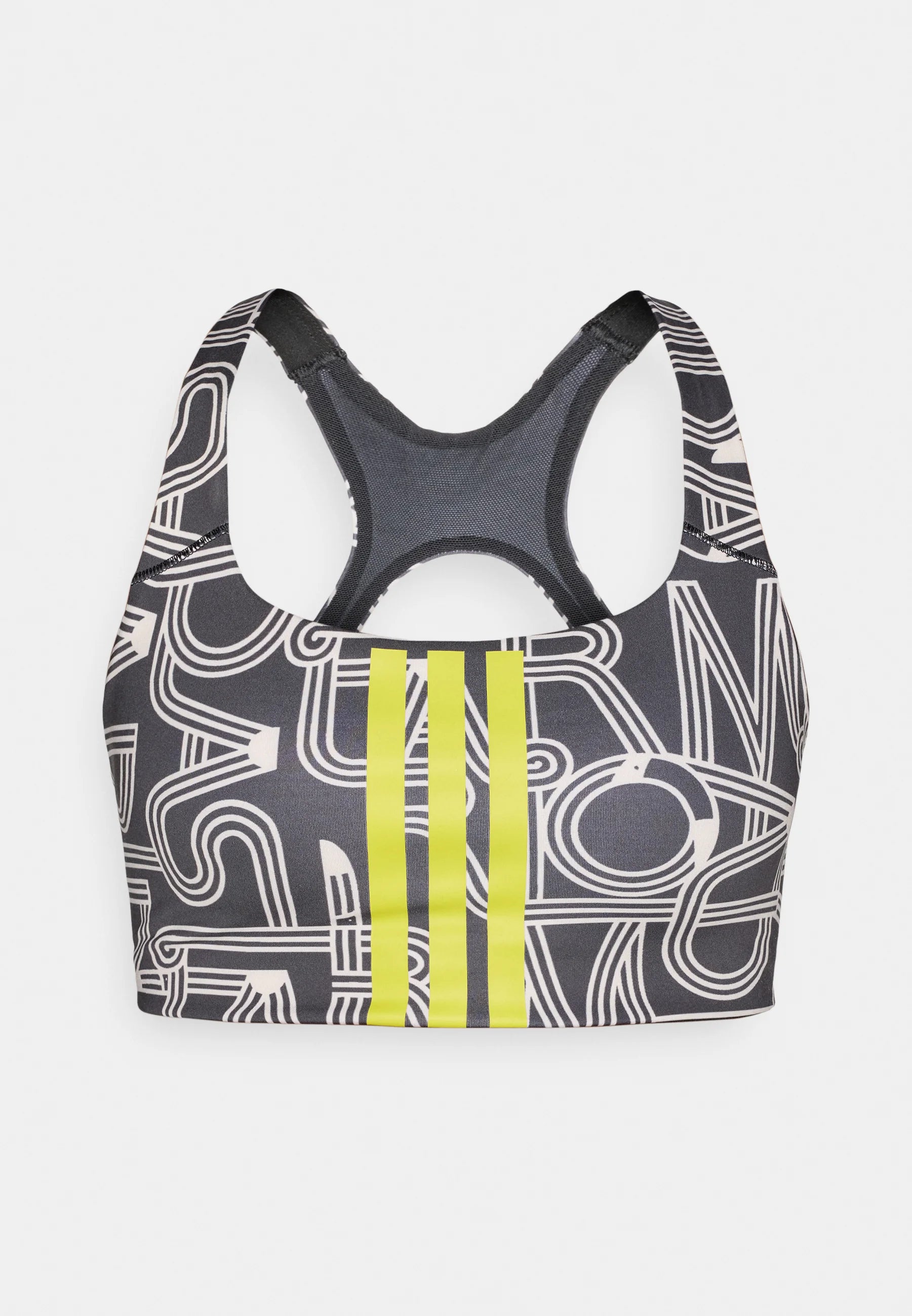 Soutien-gorge à maintien moyen Adidas x Farm Rio Optime - Noir, Lin cristal, Unity Lime
