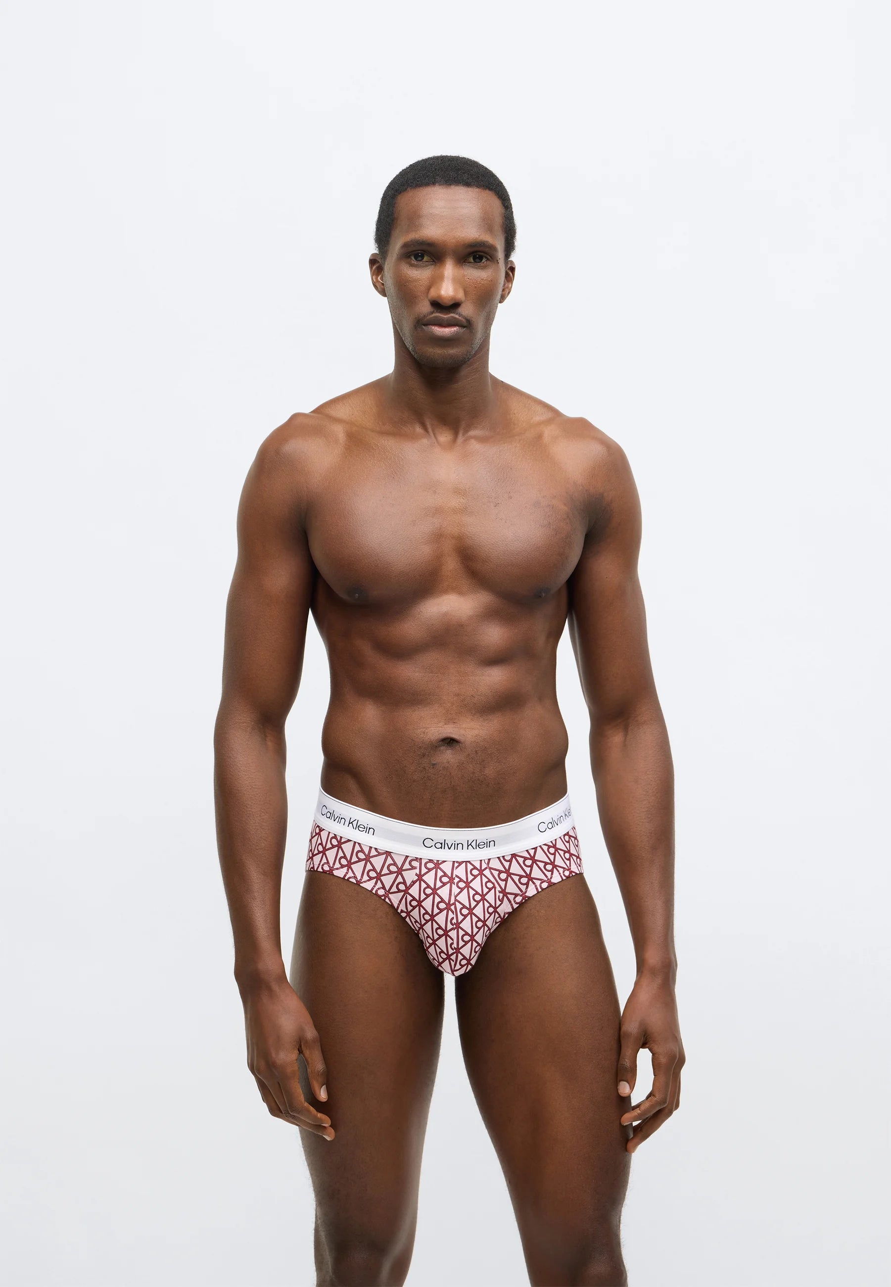 Calvin Klein Icon Cotton Stretch Hip Briefs – 3 Pack – Black, Soft Blush, Burgundy Print
