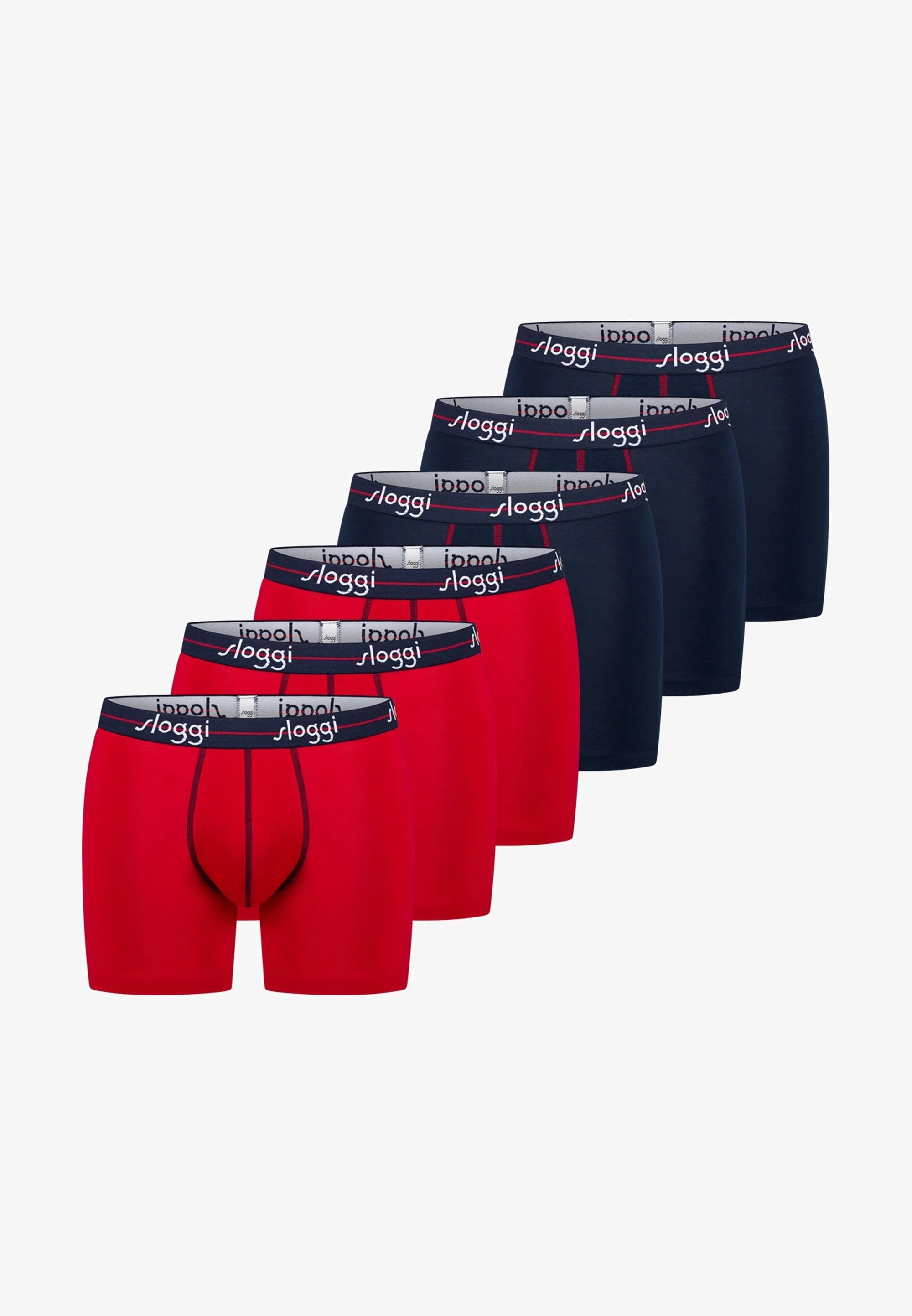 Sloggi Boxer Briefs 6 Pack – Blue Dark , Red Combination