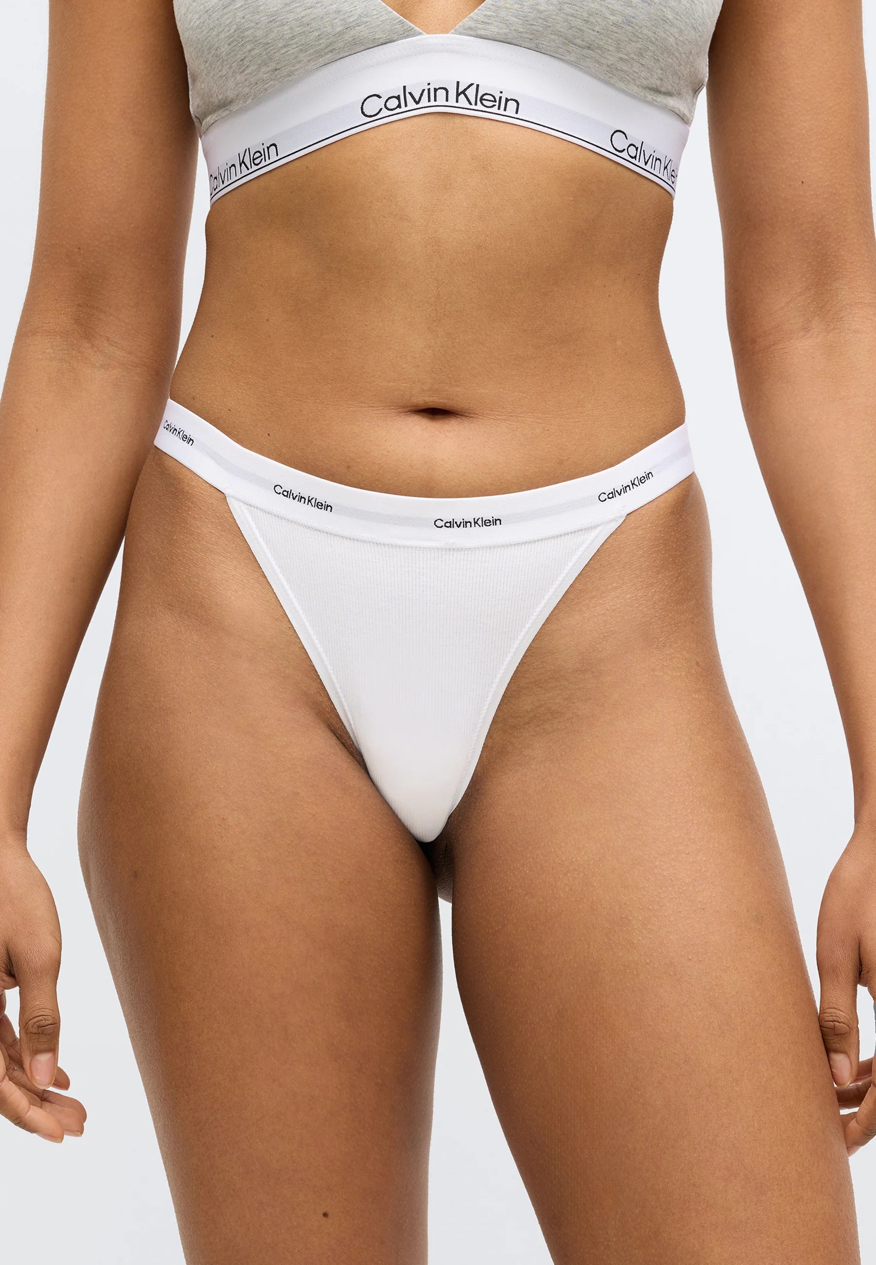 Calvin Klein Stretch 3-Pack String Thongs – Black, Classic White, Grey Heather