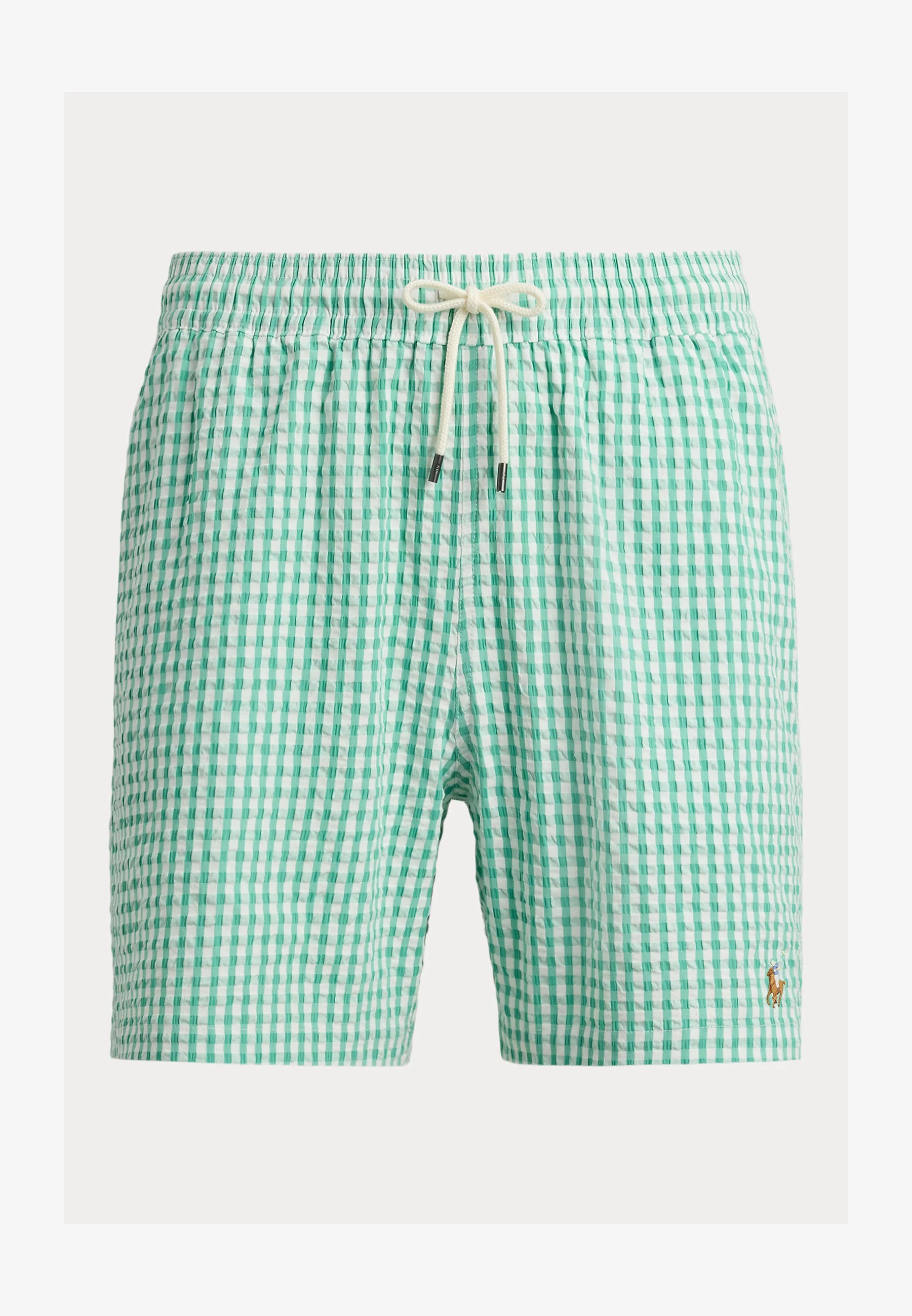 Polo Ralph Lauren Green Gingham Traveler Swim Shorts – Green, White