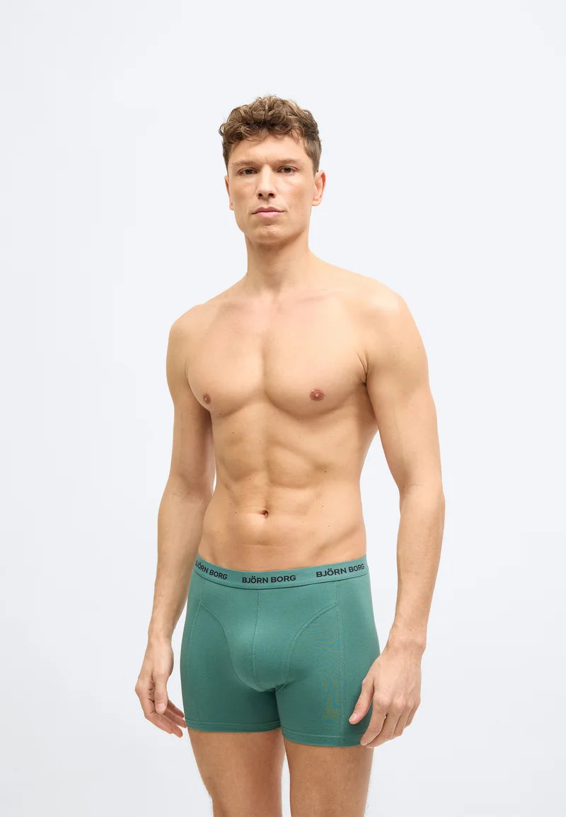 Björn Borg Stretch 7 Pack Trunks – Black, Green, Mixed Colours