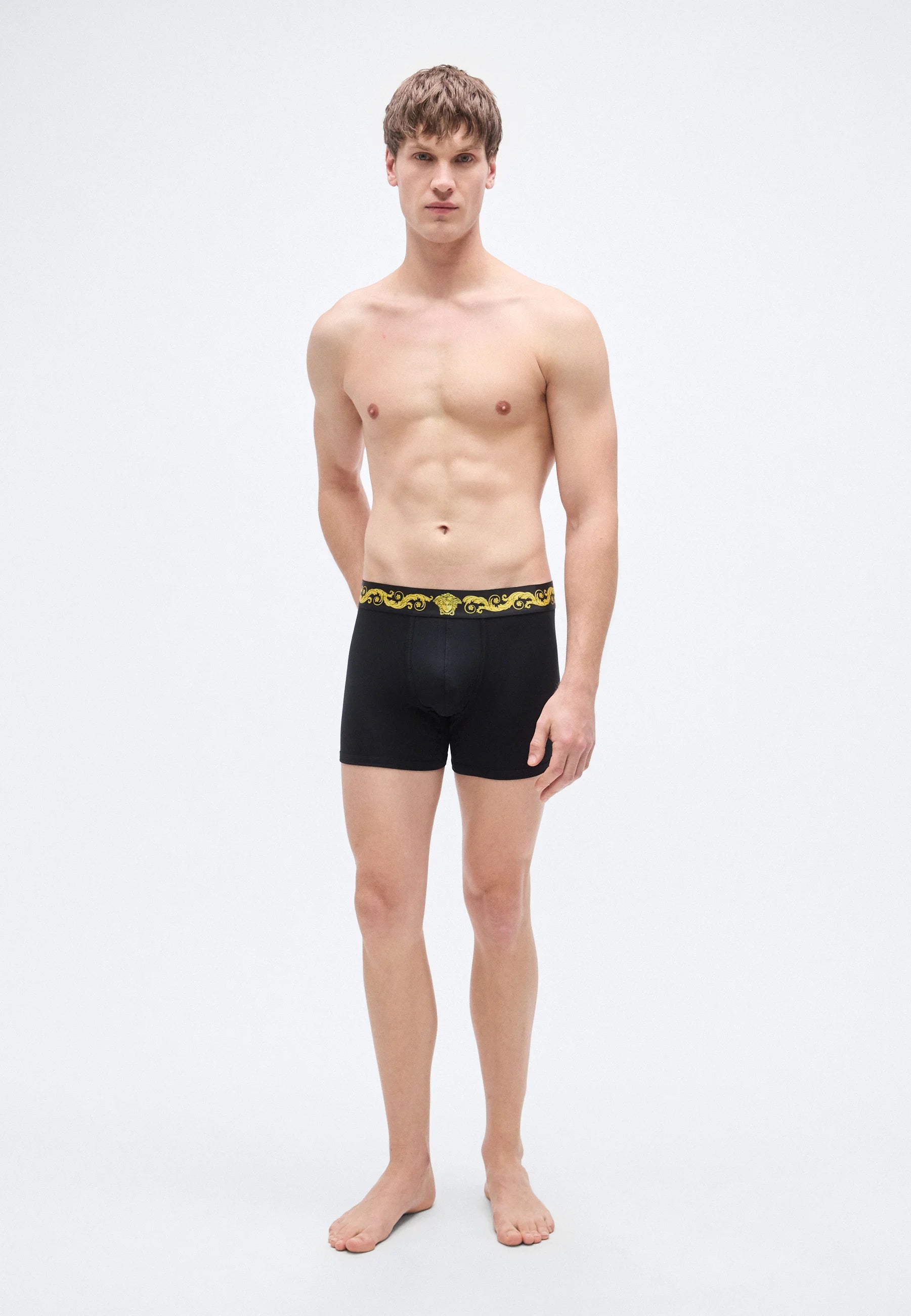Triky Versace Cotton Stretch s potiskem – nízké – černé, zlaté barvy