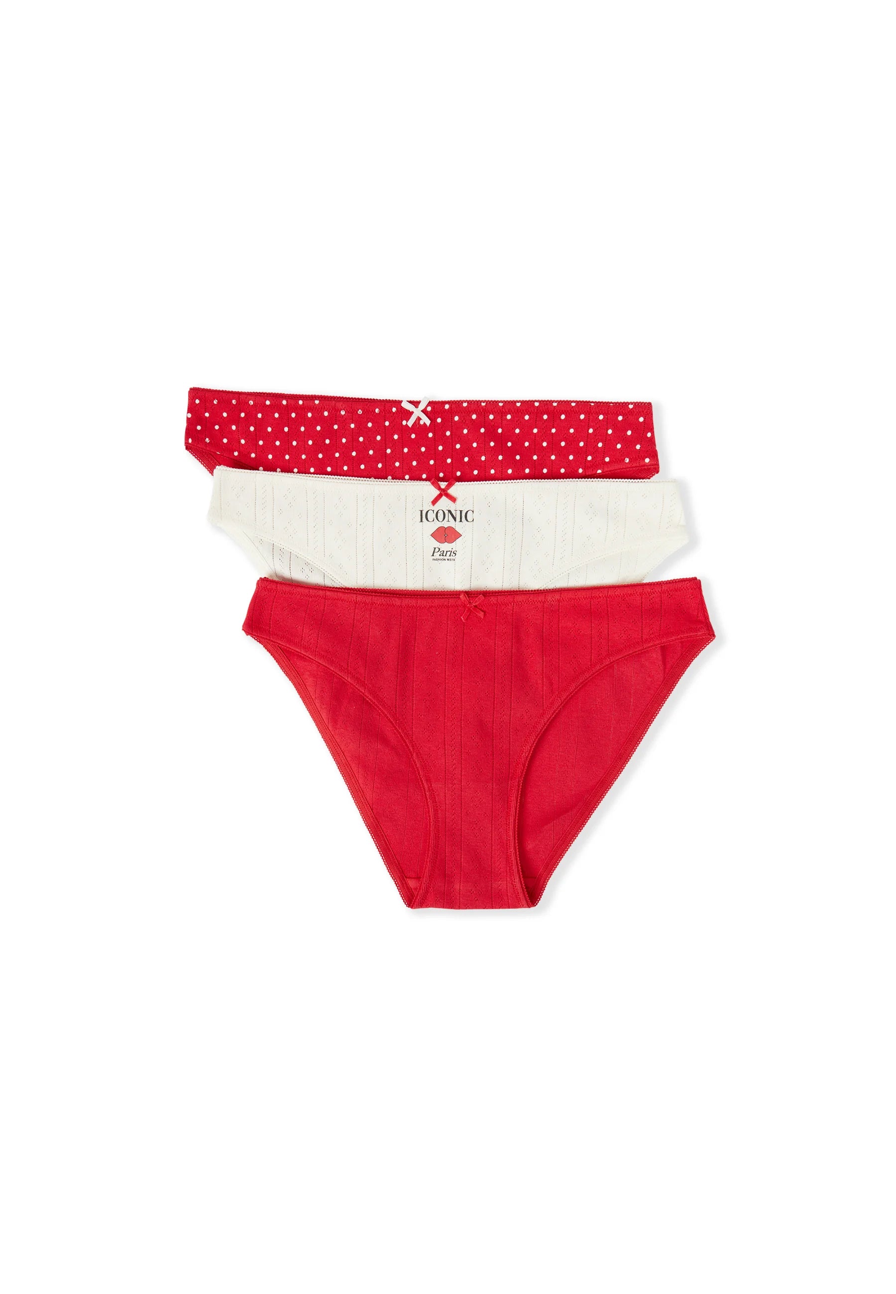 Etam Jolly Briefs – 3 Pack, Red, White