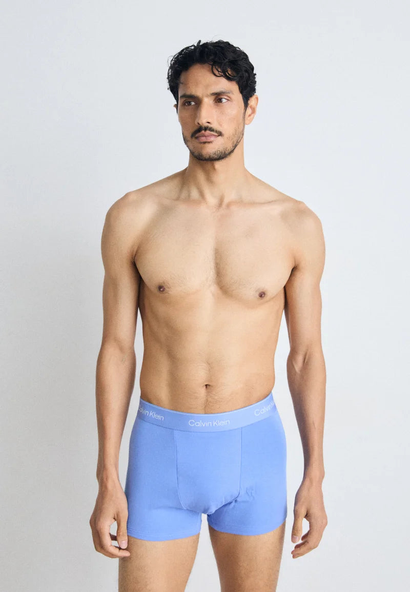 Calvin Klein Icon Cotton Stretch Relaxed Fit Trunks - Lot de 3 - Noir, Glacier, Blue Bell