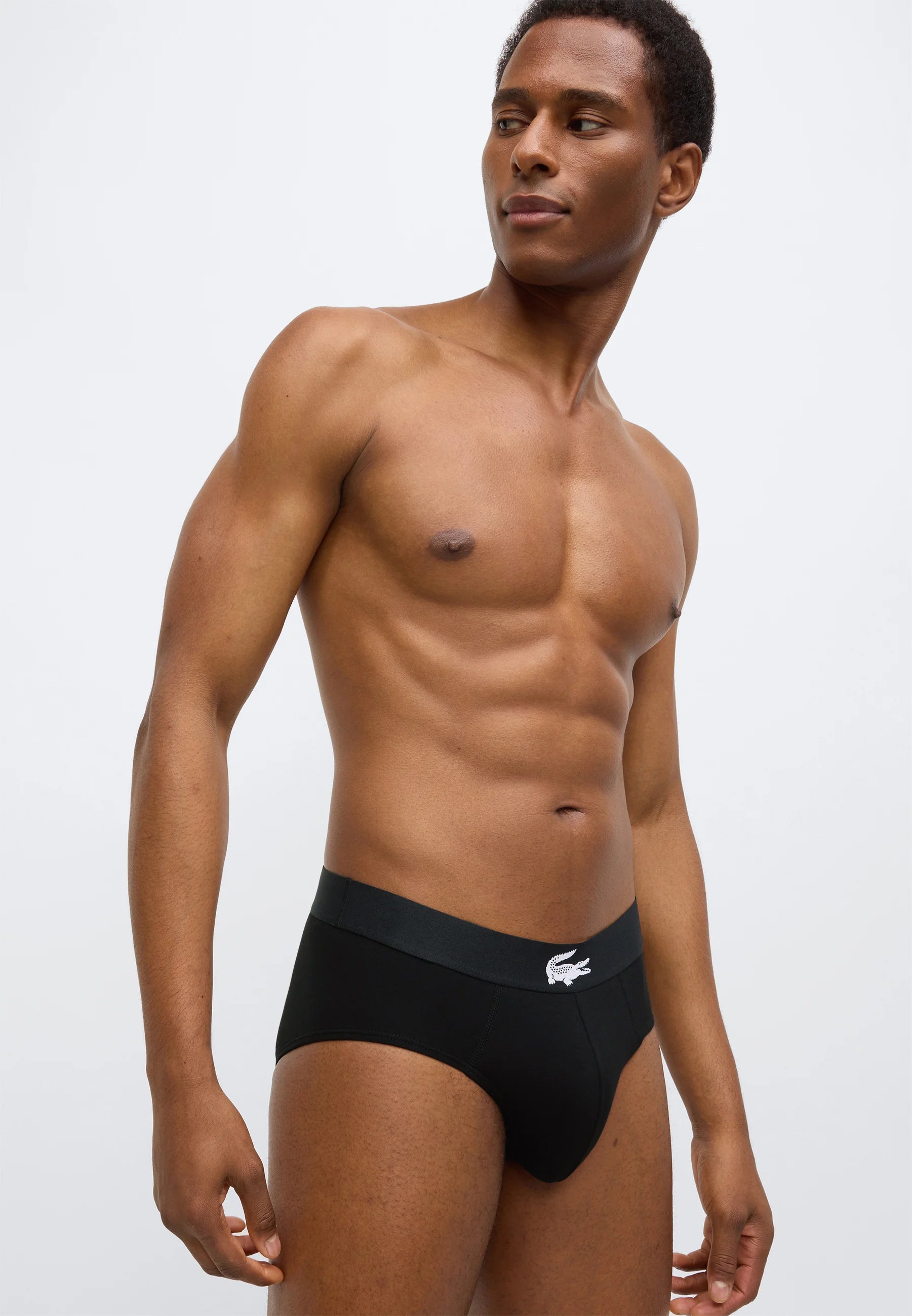 Lacoste Stretch Cotton Briefs 3 Pack – White, Green, Black