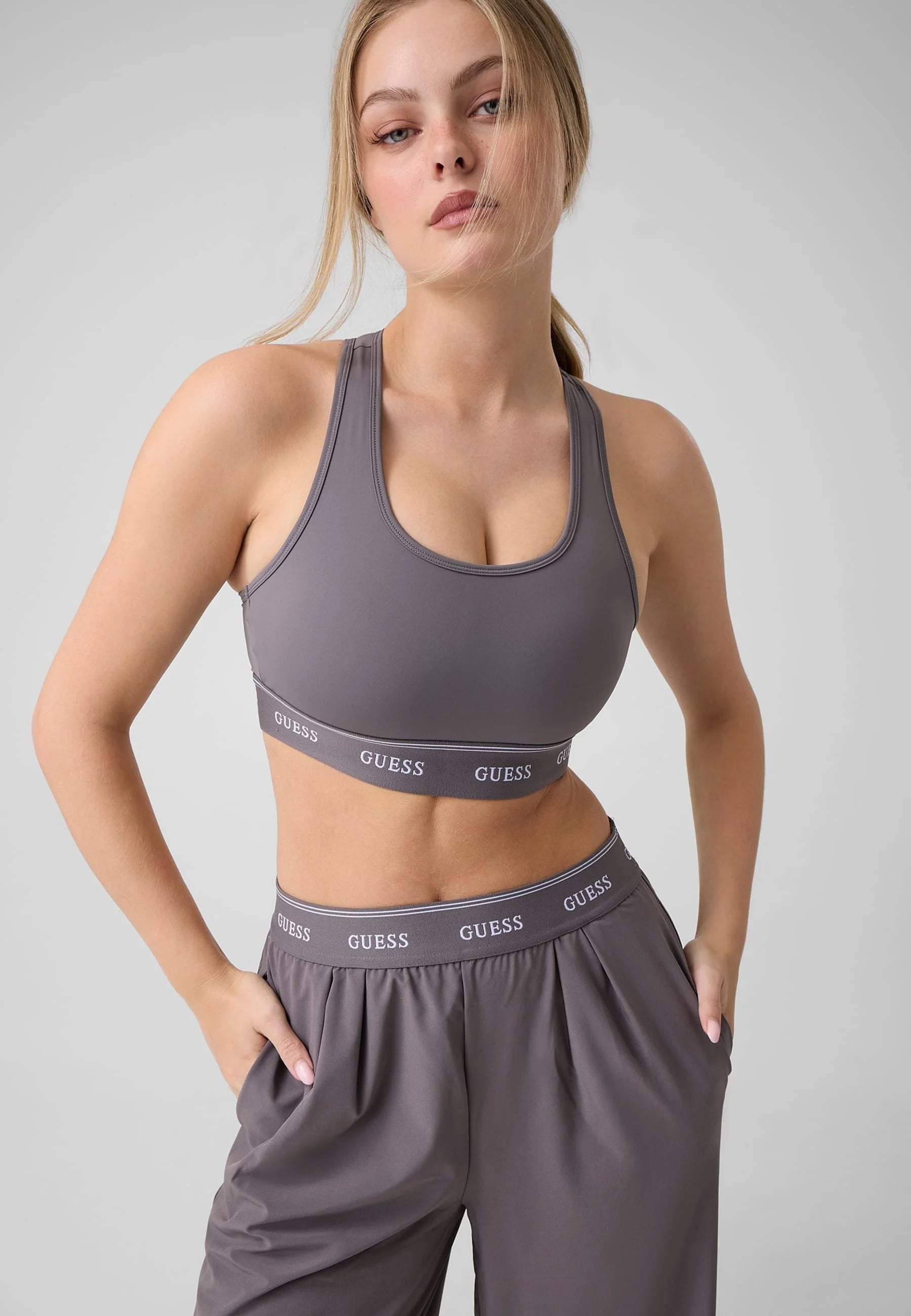 Soutien-gorge souple Guess Logo Bustier - Gris foncé