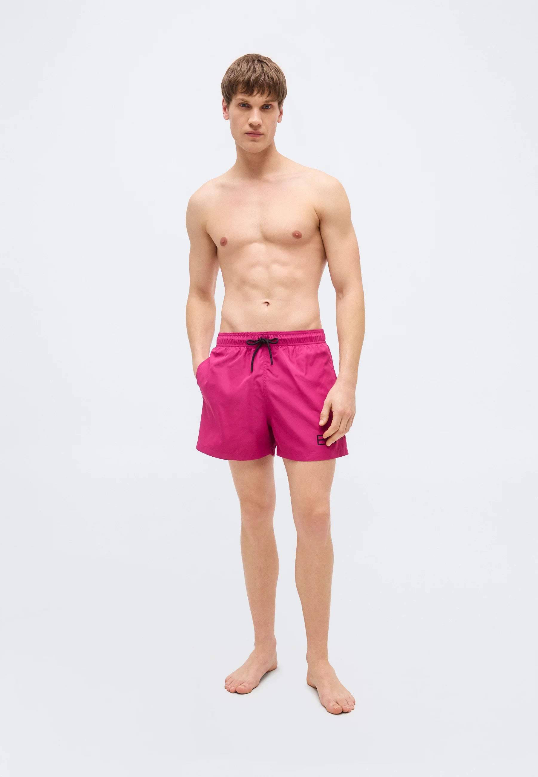 Pantaloncini da bagno boxer con logo esteso Emporio Armani EA7 Water Sport – Festival Fucsia, Nero