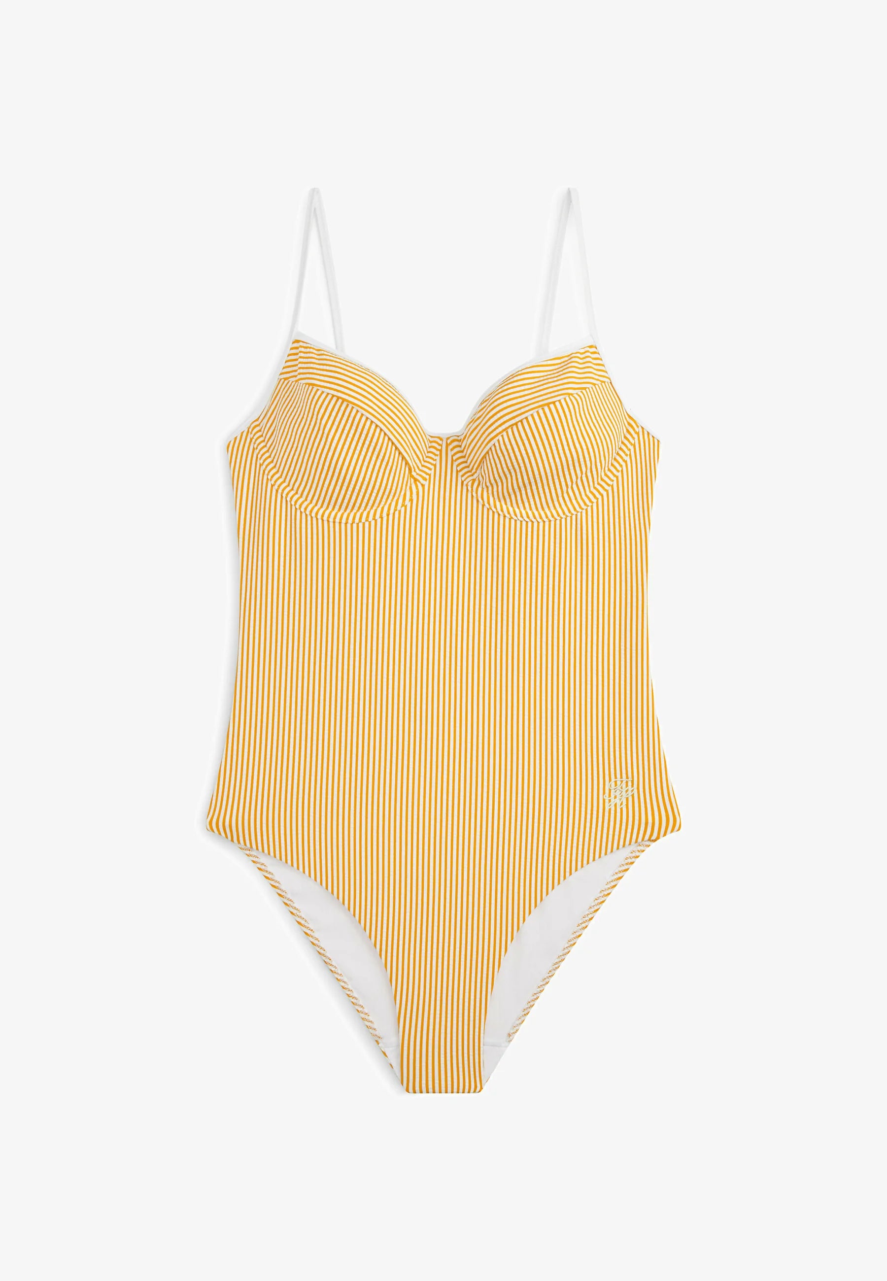Texturované plavky Demi Cup Tommy Hilfiger – Ithaca Orange Hype, bílé