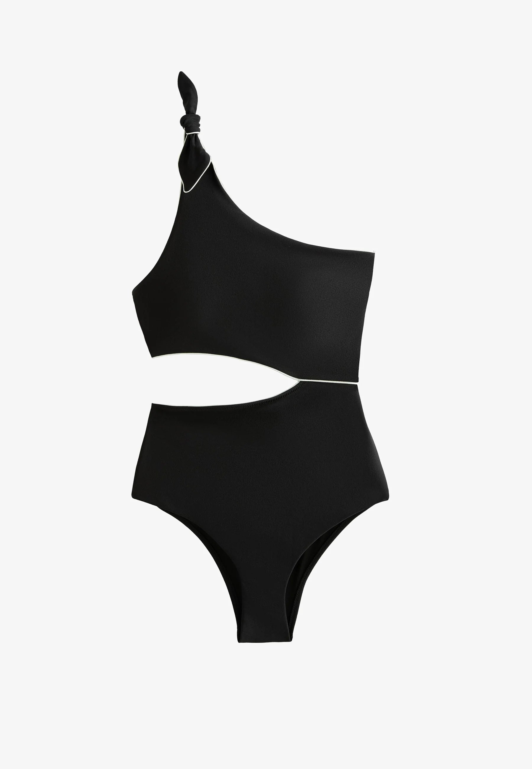 OYSHO Asymmetric Piping Trikini Swimsuit – Black