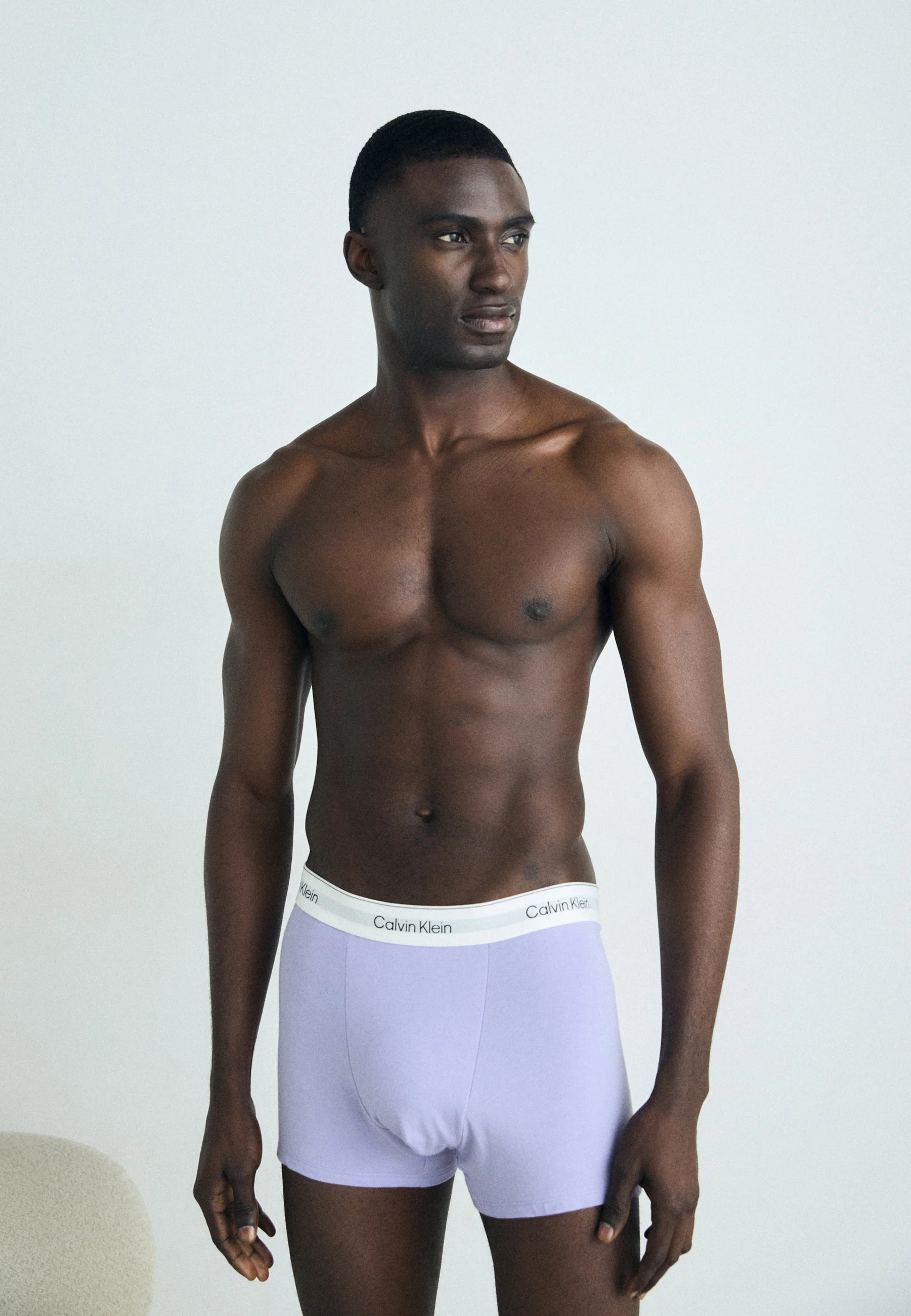 Calvin Klein Icon Cotton Stretch Relaxed Fit Trunks – 3 Pack – Vintage Indigo, Micro Chip, Lilac