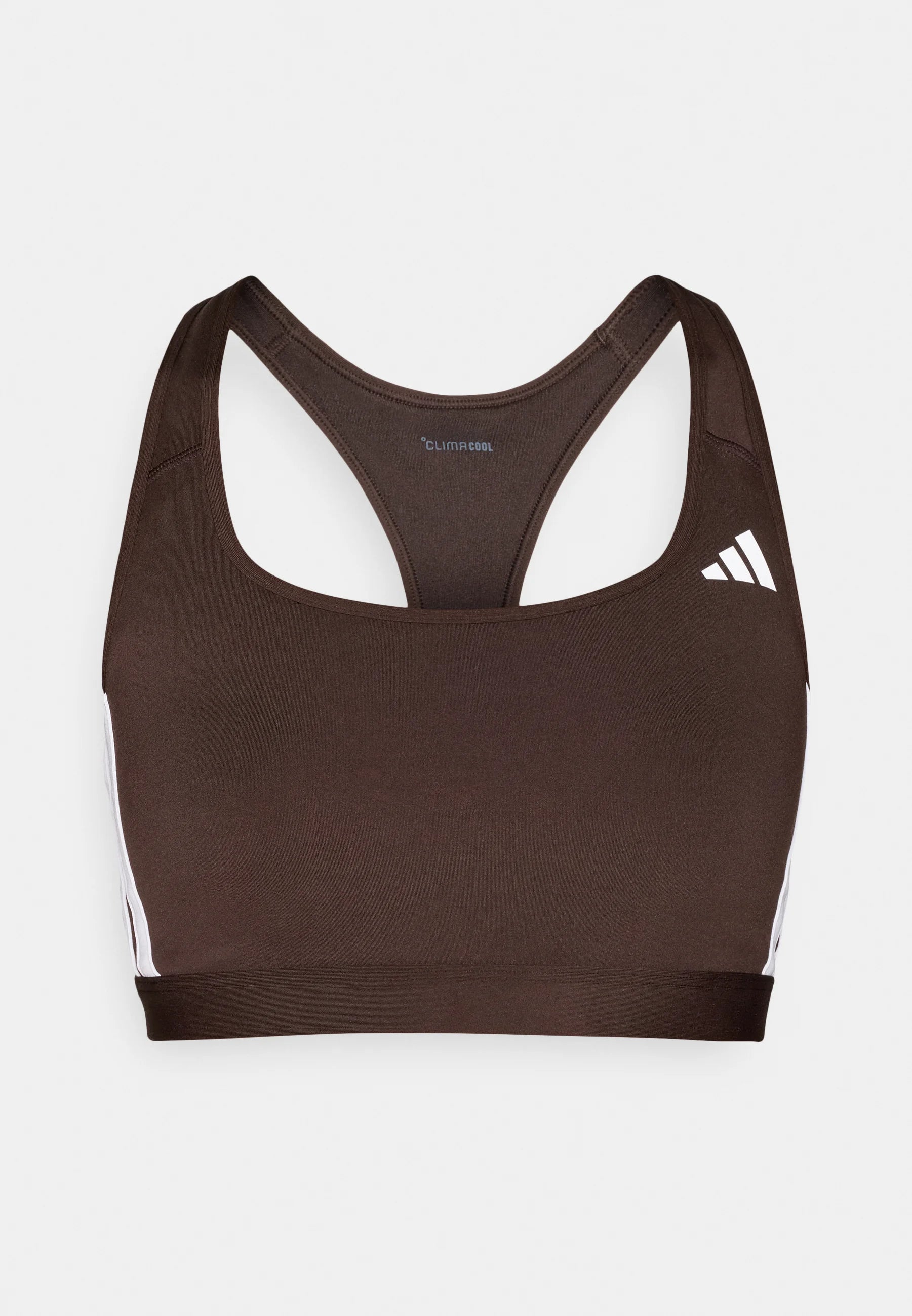 Podprsenka Adidas Performance Optime Essentials 3 Stripes Medium Support – káva Aurora, bílá