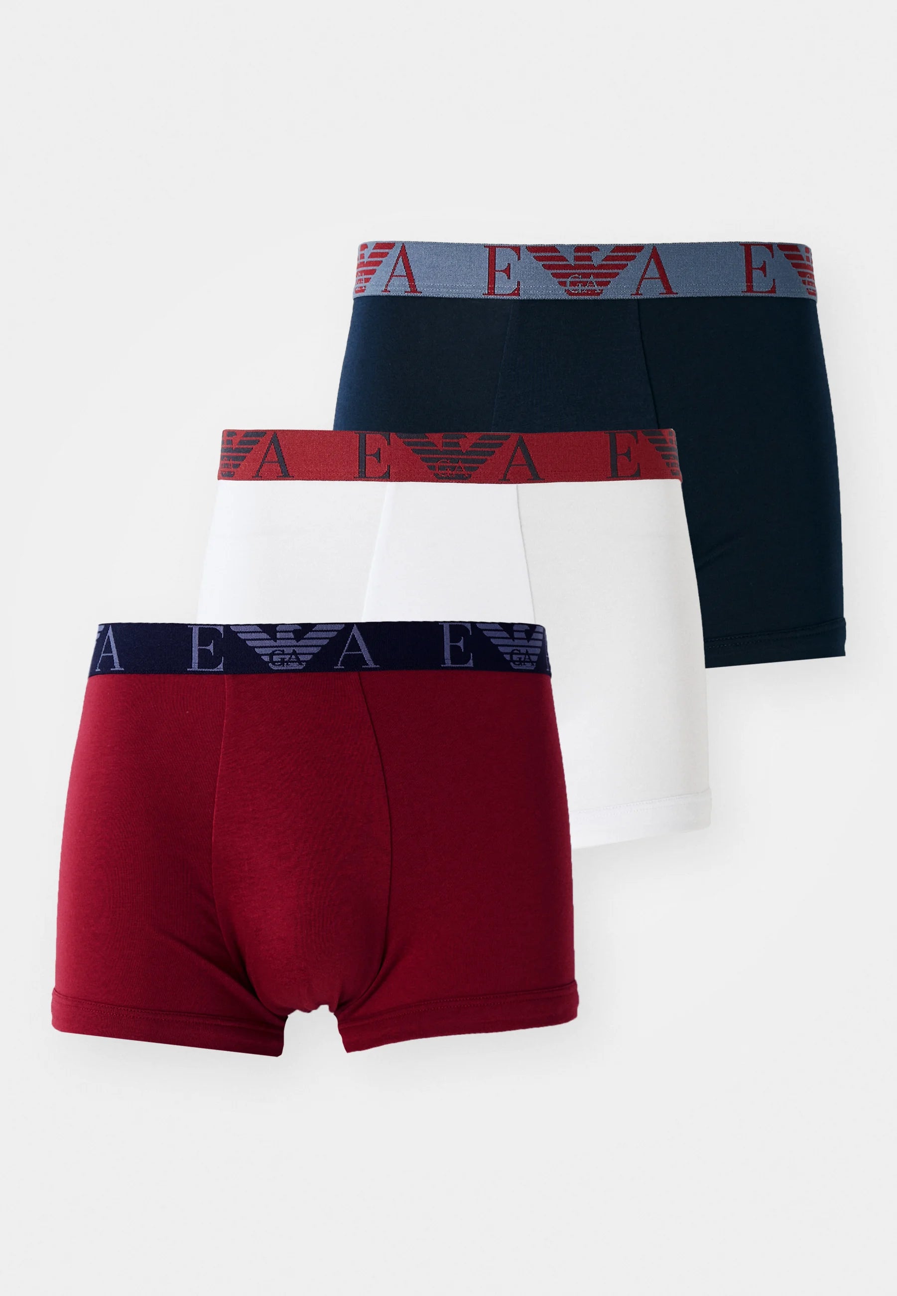 Emporio Armani Trunks 3 Pack – modrá, rebarbora, bílá