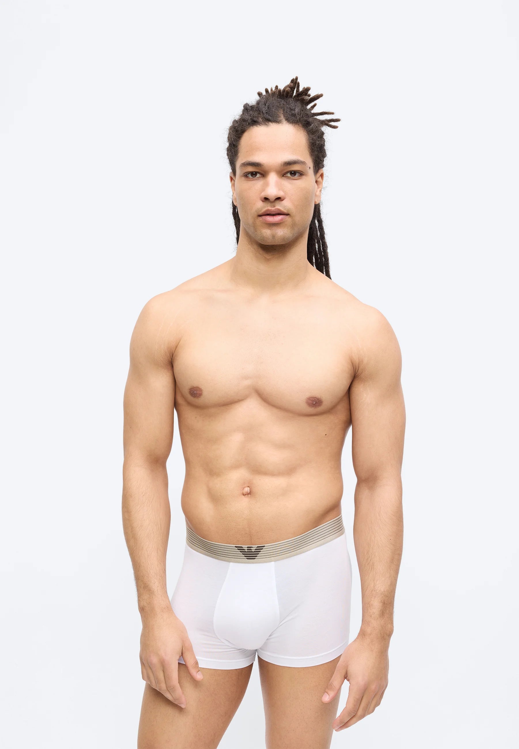 Emporio Armani Premium Stretch Trunks 2er-Pack – Nuss, Weiß
