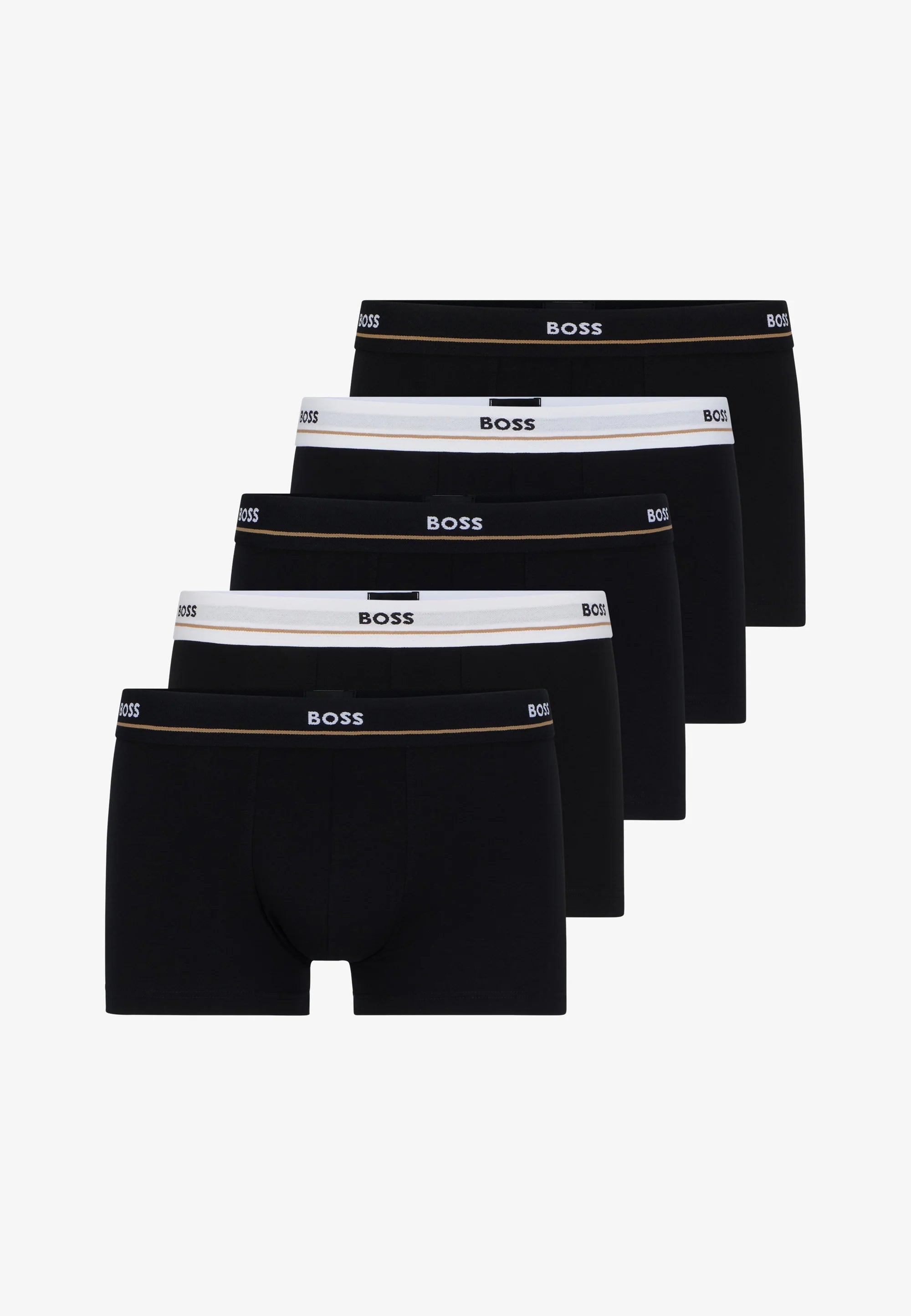 BOSS Trunk Essential 5 Pack – Trunks – Black with White and Black Waistbands