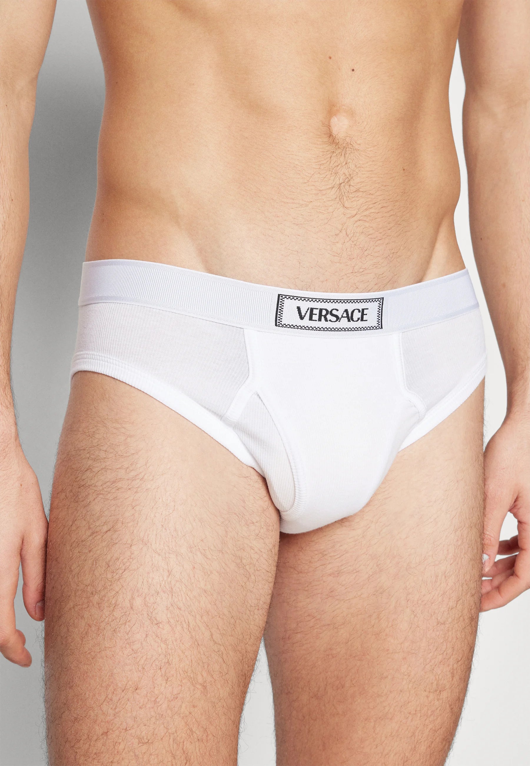 Versace Cotton Stretch Rib Briefs – Optical White