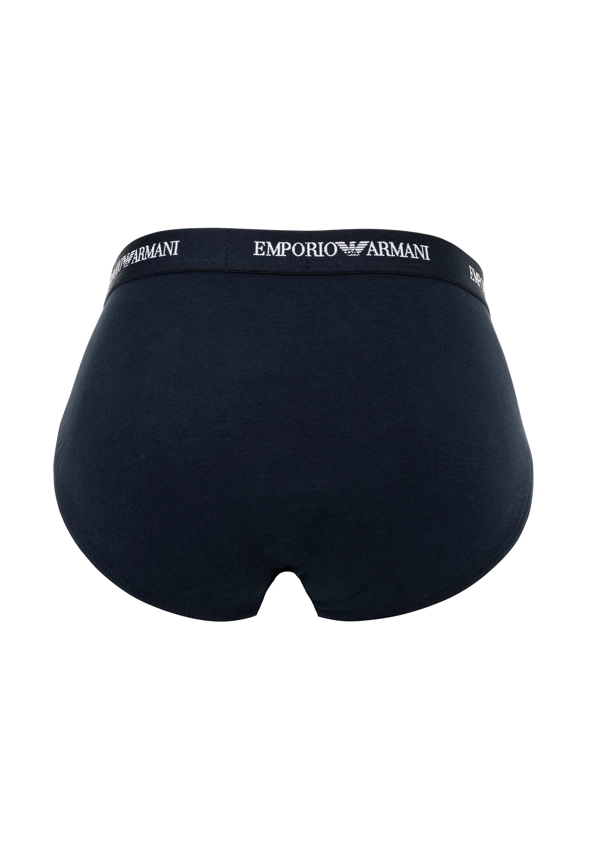 Emporio Armani Premium Cotton Stretch Briefs 3 Pack – White, Armani Blue, Black
