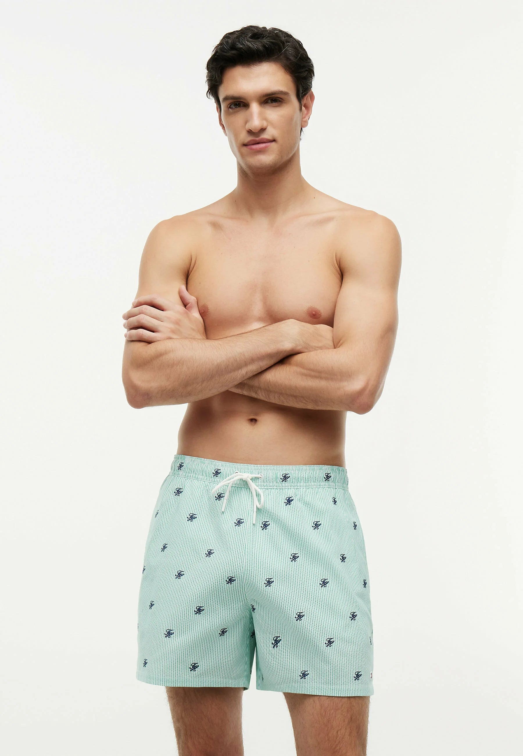 Pantaloncini da bagno con ricamo Tommy Hilfiger – Jade Wink, Ecru