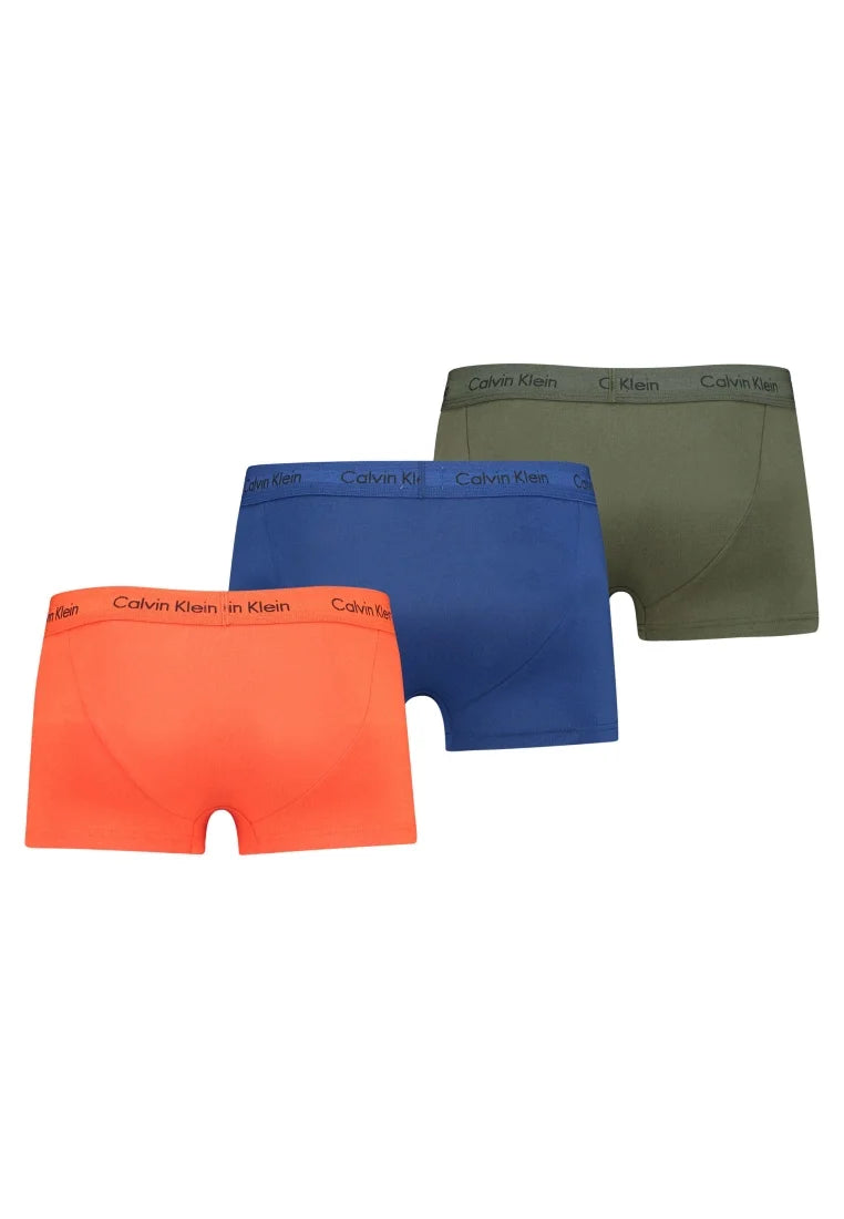 Calvin Klein Cotton Stretch Trunks – 3 Pack – oranžová, modrá, olivová