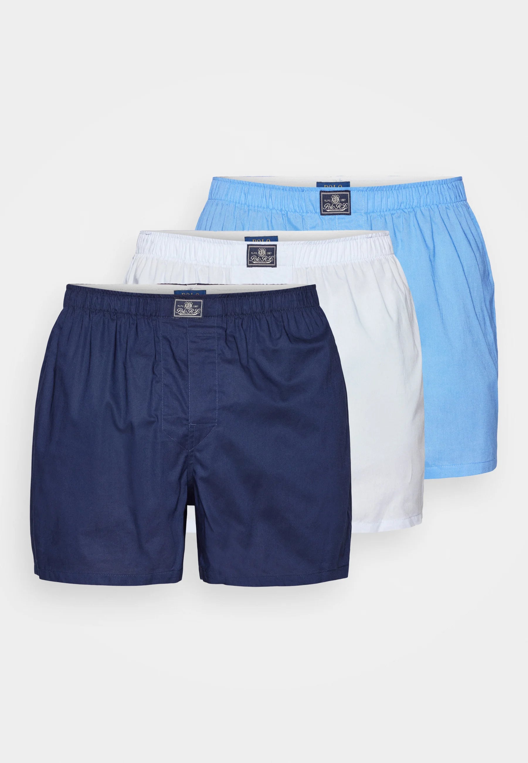 Polo Ralph Lauren Cotton Open Boxer Shorts – 3 Pack – Blue, Dark Blue, Light Blue