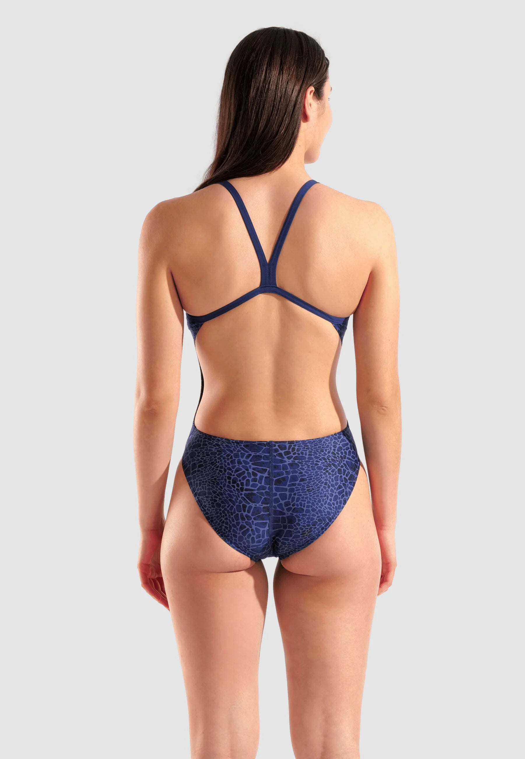 Jednodílné plavky Arena Snakeskin Challengeback – Navy, Team Navy