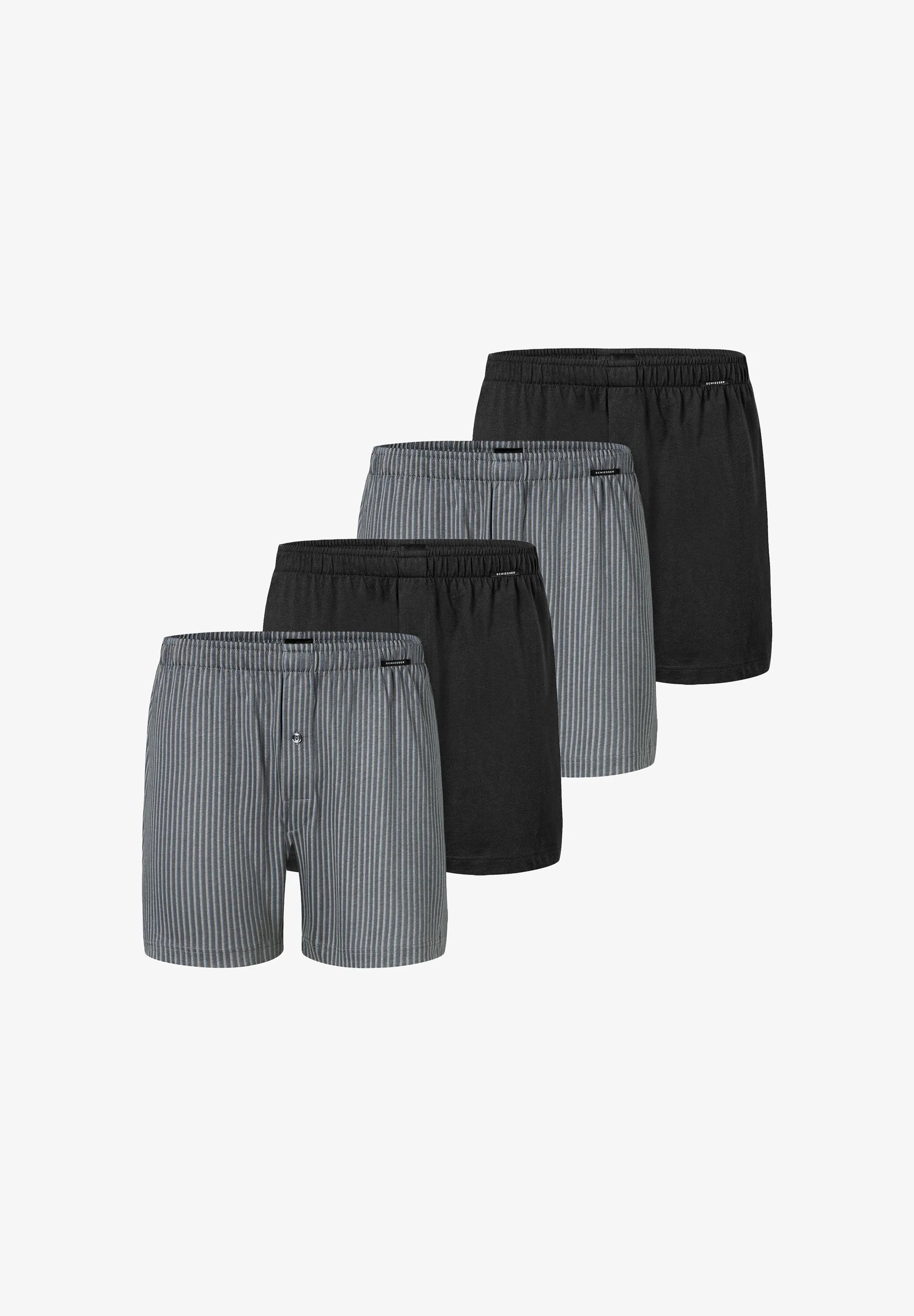 Schiesser Lot de 4 boxers classiques en coton – Noir, Gris