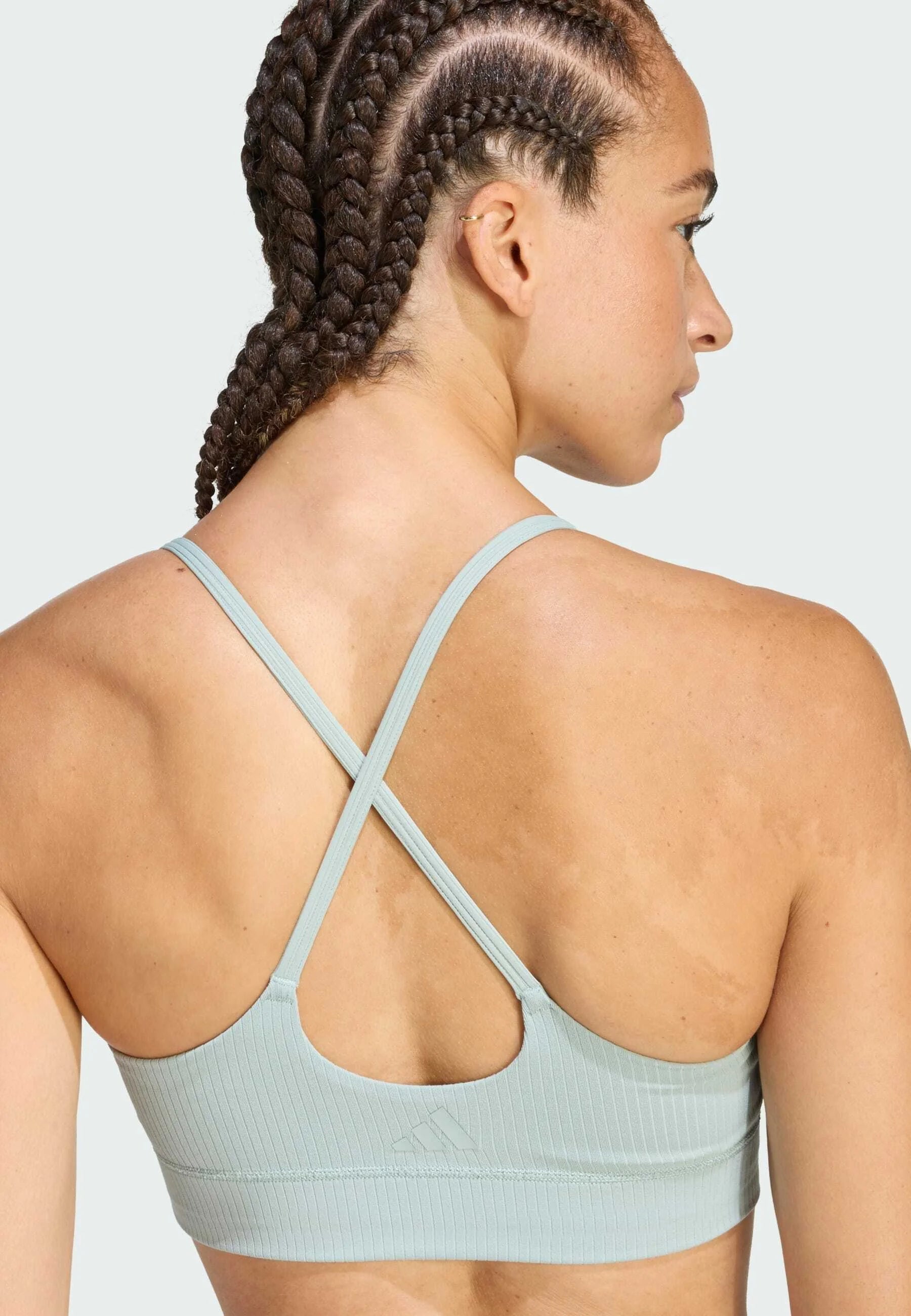 Adidas Performance All Me Long Line Light Support Sport-BH – Salbei