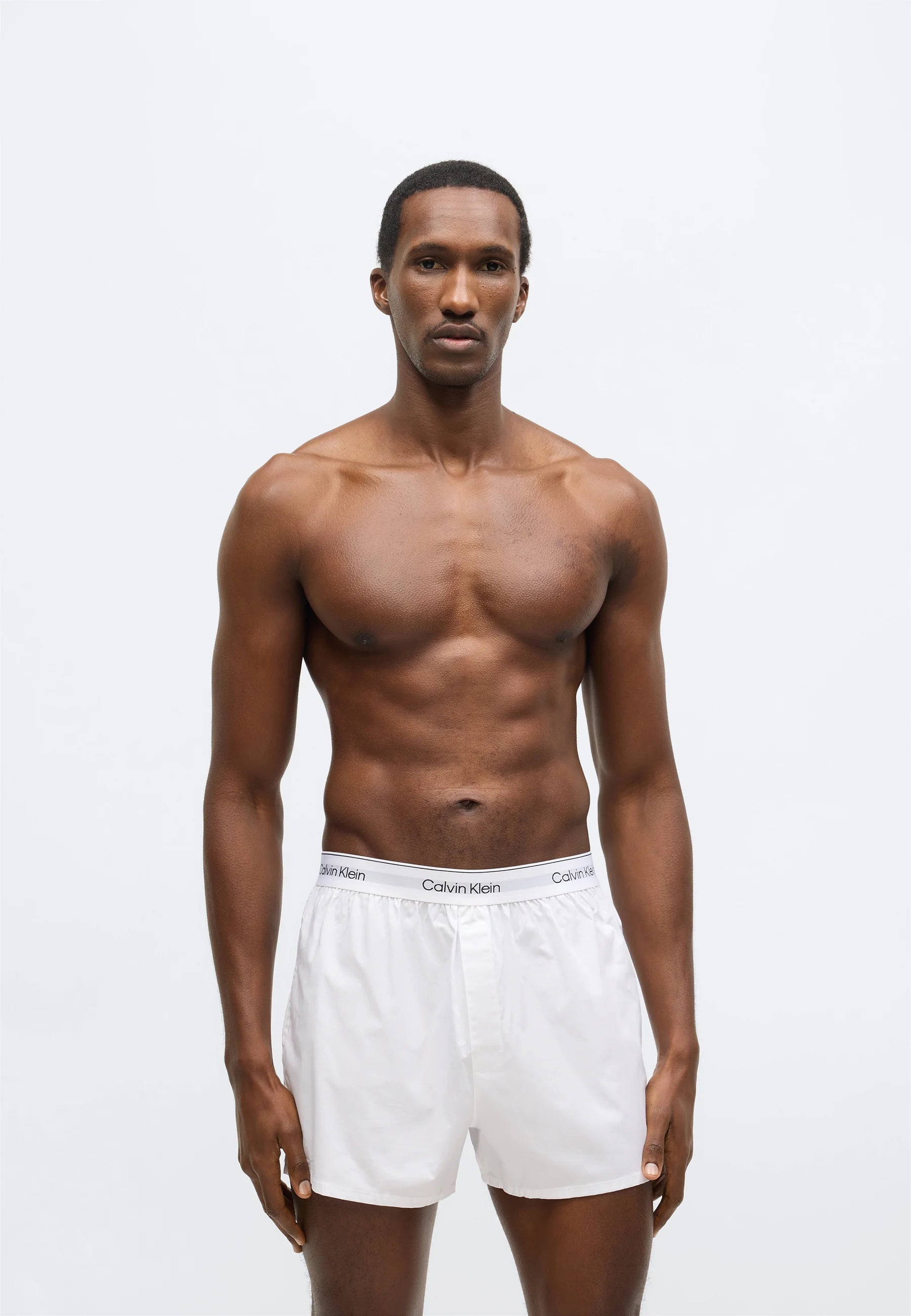 Calvin Klein Icon Cotton Stretch Slim Boxer Shorts – Lot de 3 – Turbulence, Blanc
