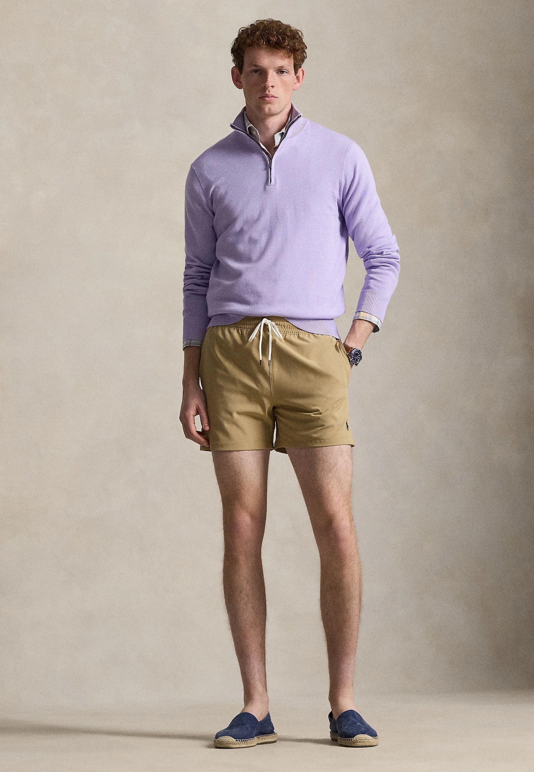 Polo Ralph Lauren Cafe Tan Traveler Slim Fit Swim Shorts – Beige