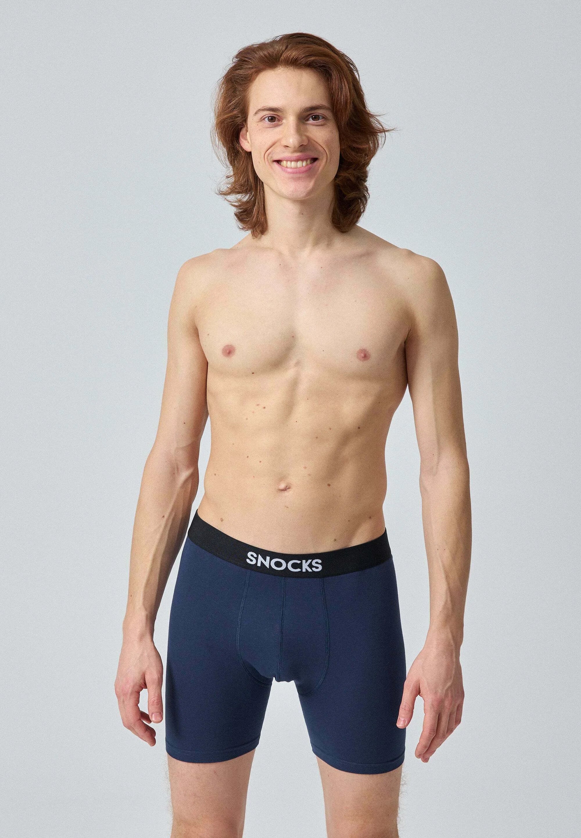 Slip boxer a gamba lunga SNOCKS: rosso, oliva, blu