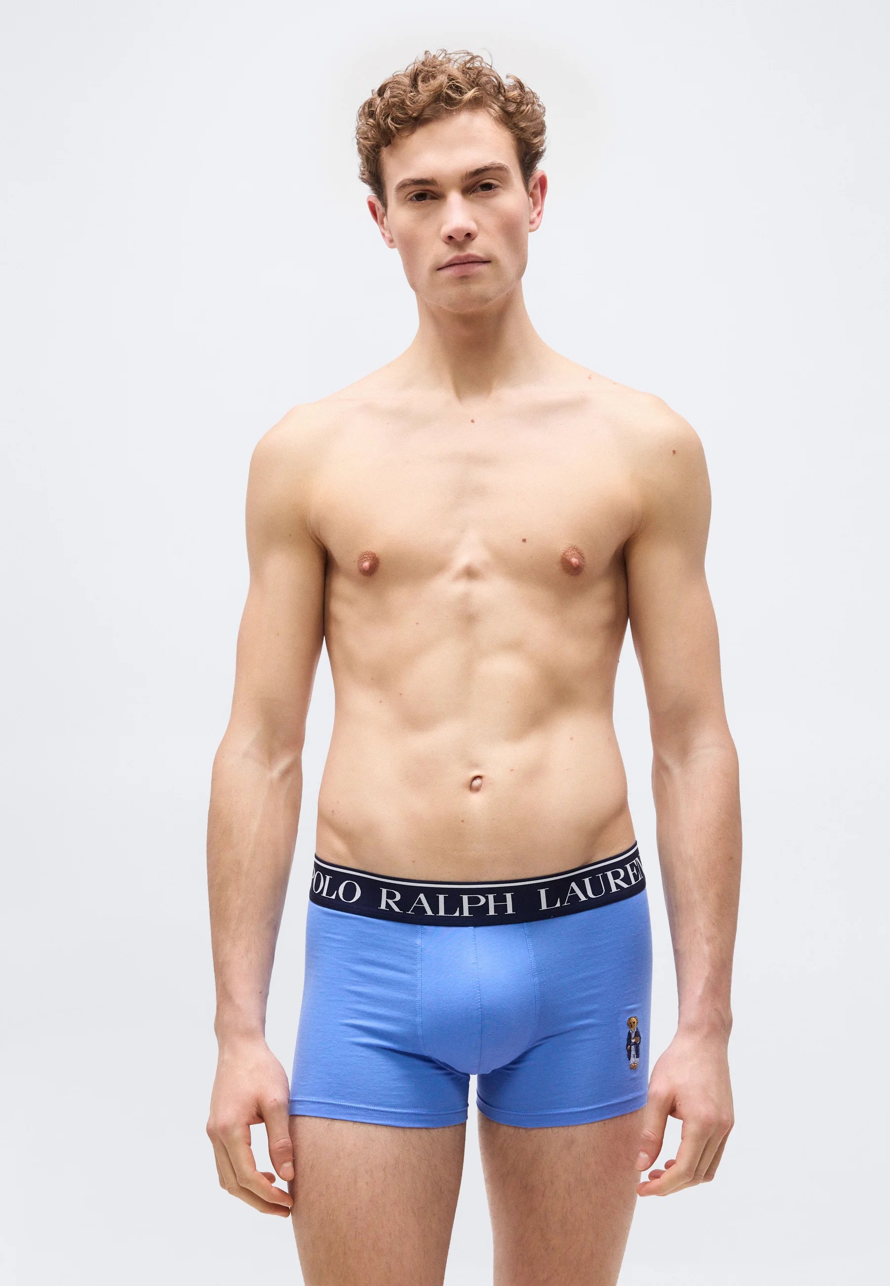 Boxers Polo Ralph Lauren en coton stretch – Taille basse – Lot de 2 – Bleu, Blanc