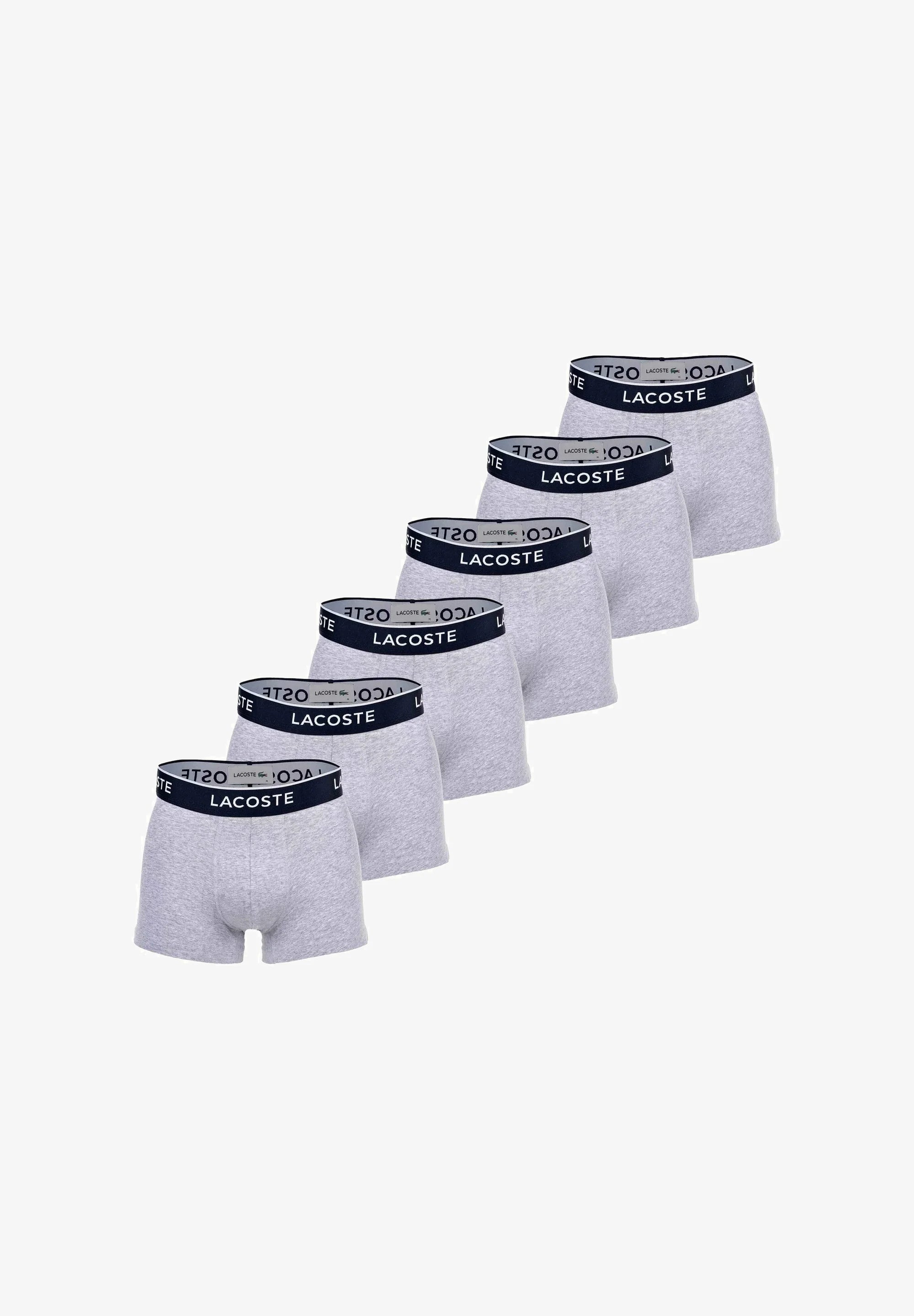 Lacoste 6 Pack Casual Stretch Logobund Trunks – Grey