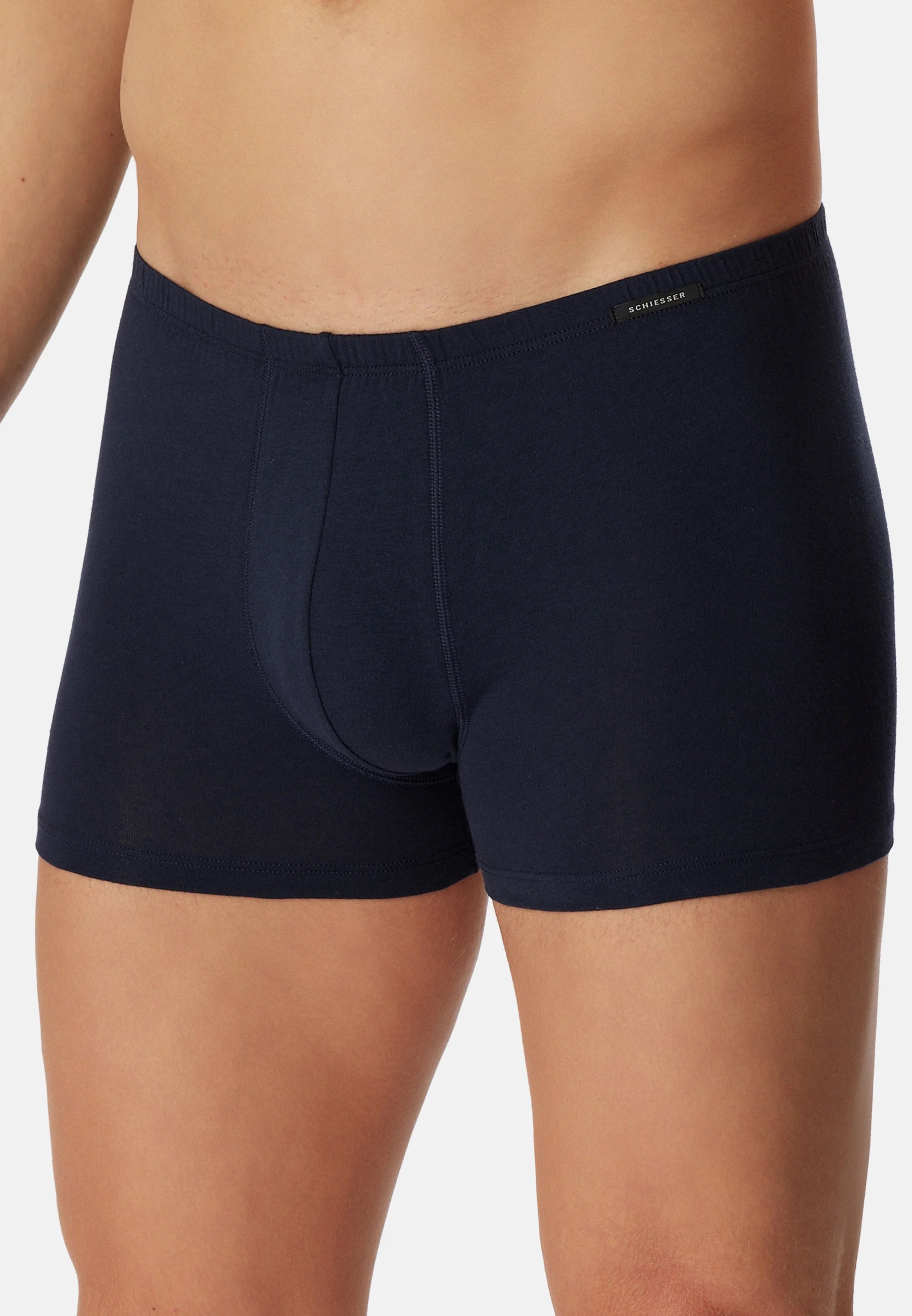 Schiesser Essentials Cotton Stretch Trunks 6 Pack – Black, Dark Blue