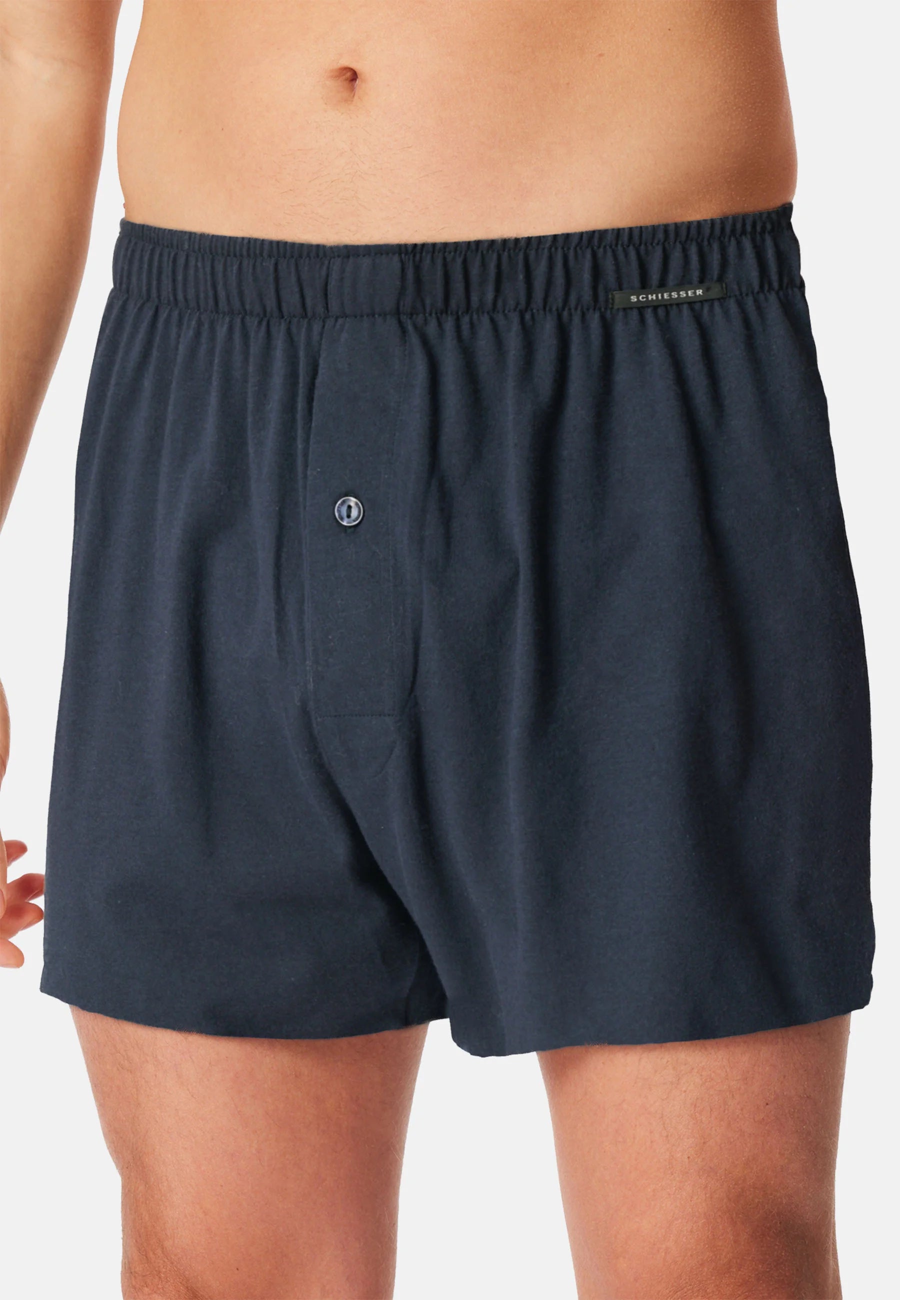 Schiesser Lot de 2 boxers classiques en coton – Bleu foncé, jaune clair