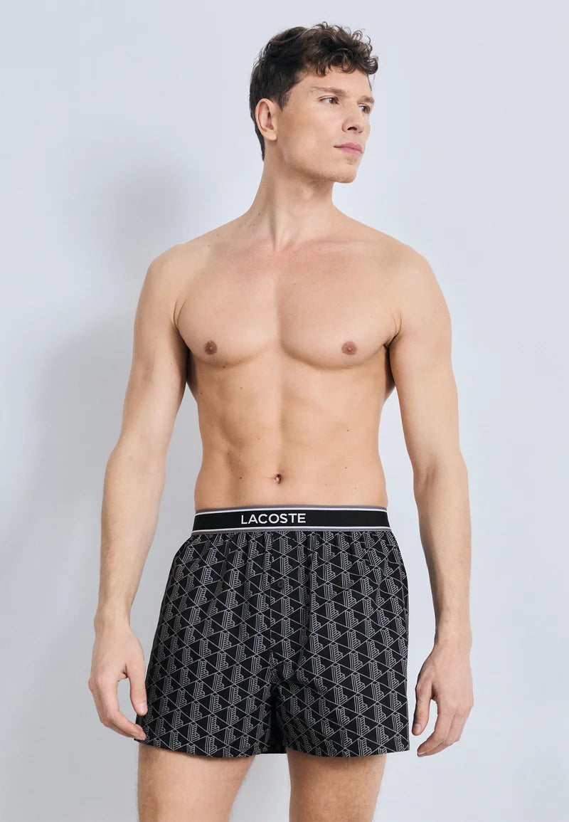 Lacoste 3 Pack Loose Cotton Boxer Shorts – Black