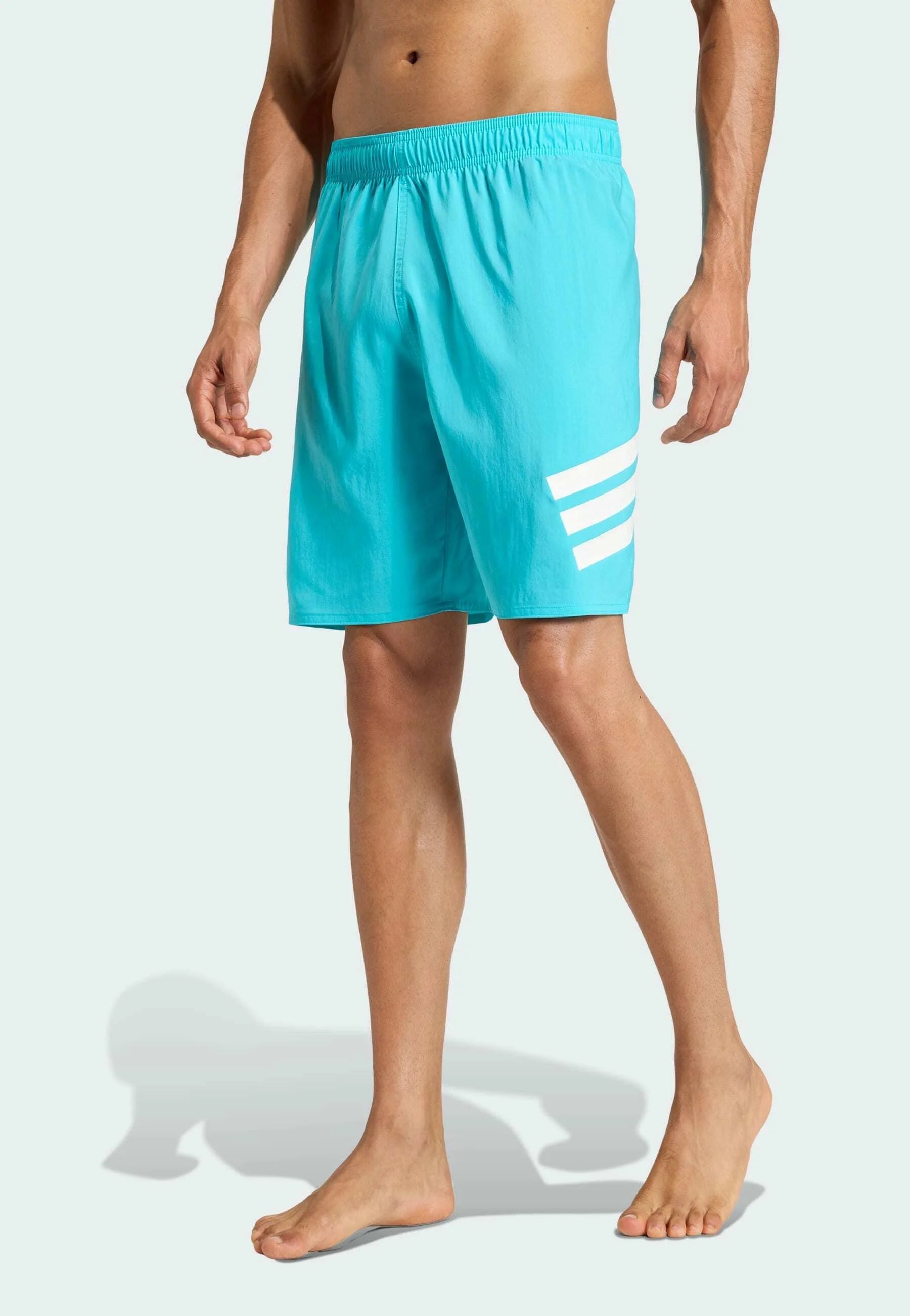 Pantaloncini da bagno Adidas Sportswear 3 Stripes 8 pollici - Ciano lucido, bianco
