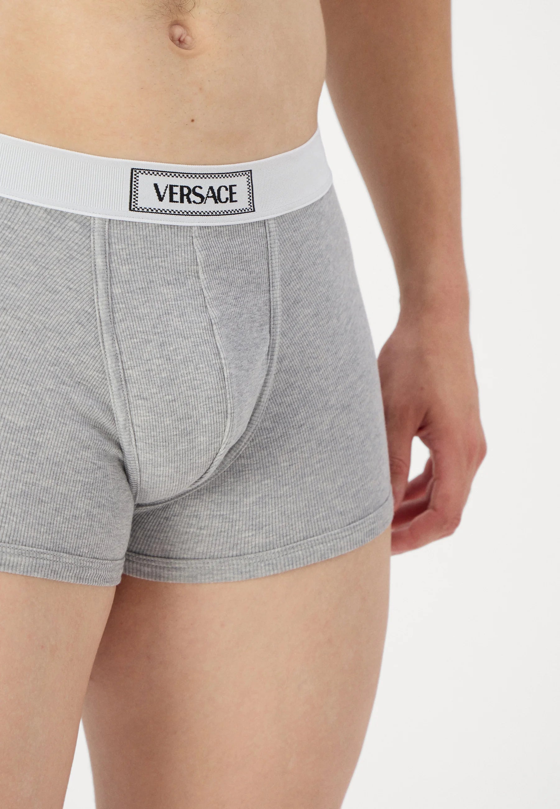 Versace Baumwoll-Stretch-Unterhose – Grau Melange