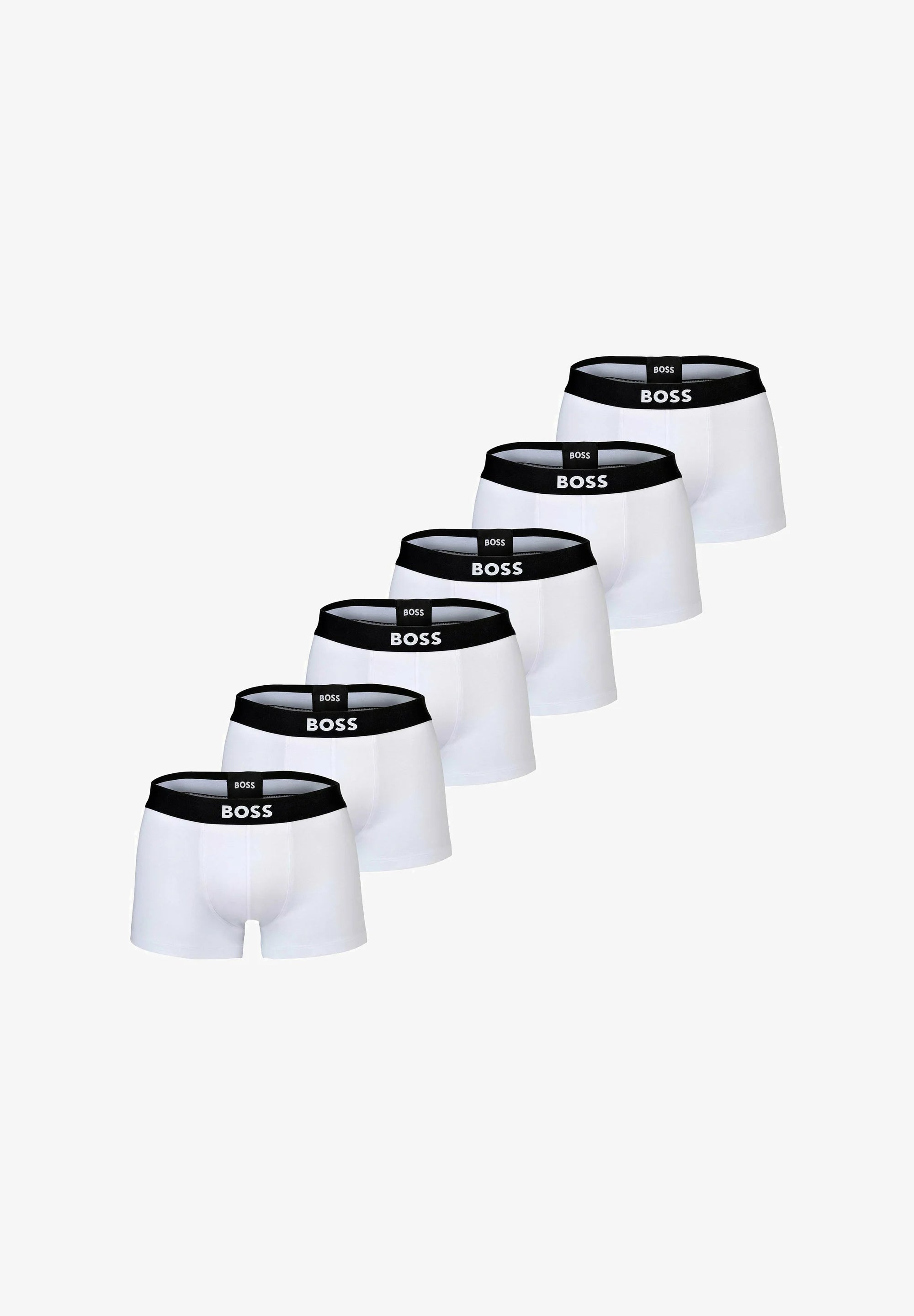 BOSS 6 Pack Stretch Logo Trunks – White
