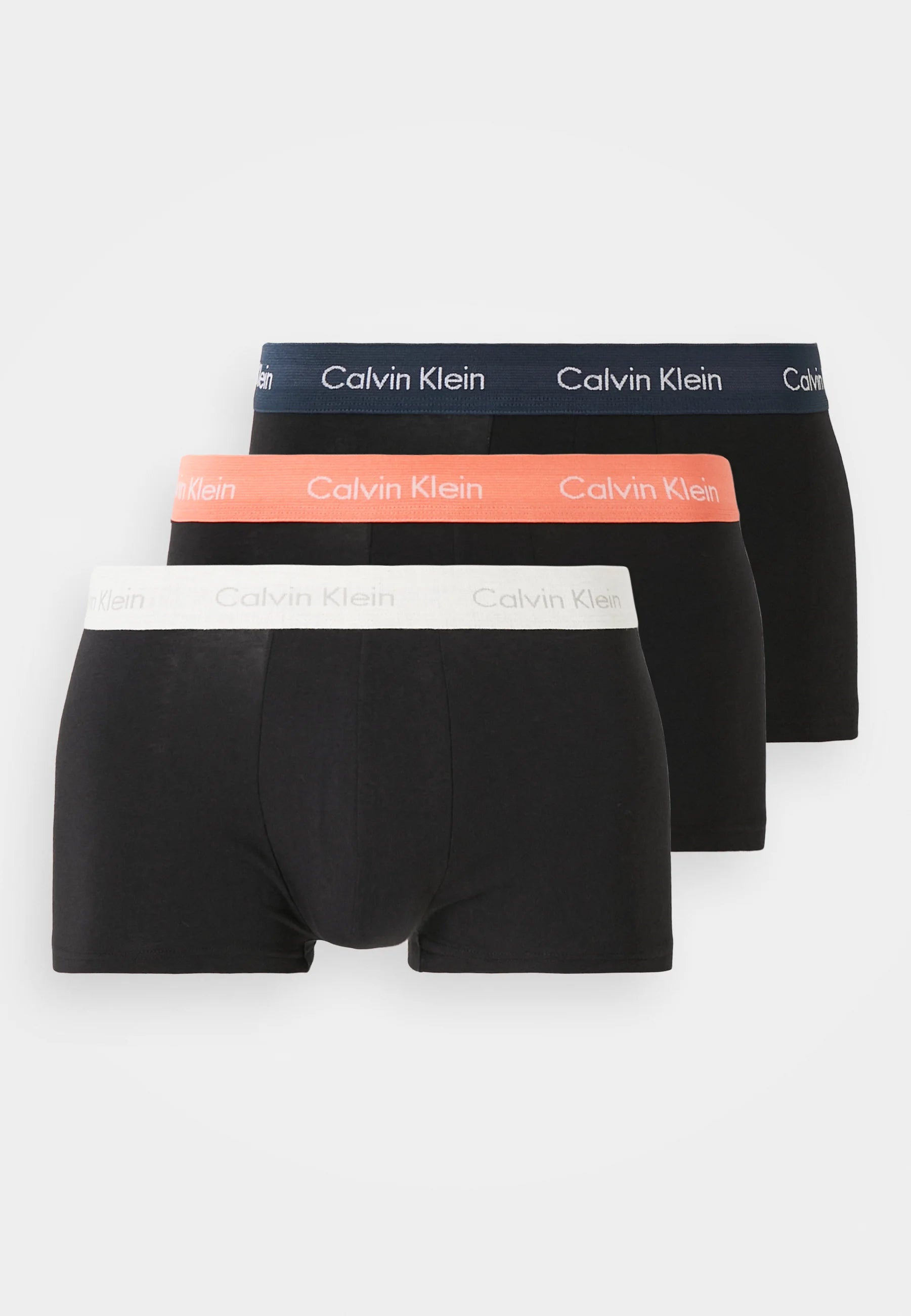 Bavlněné Stretch Trunks Calvin Klein – 3 balení – černé s bílým, růžovým a tmavě modrým pasem