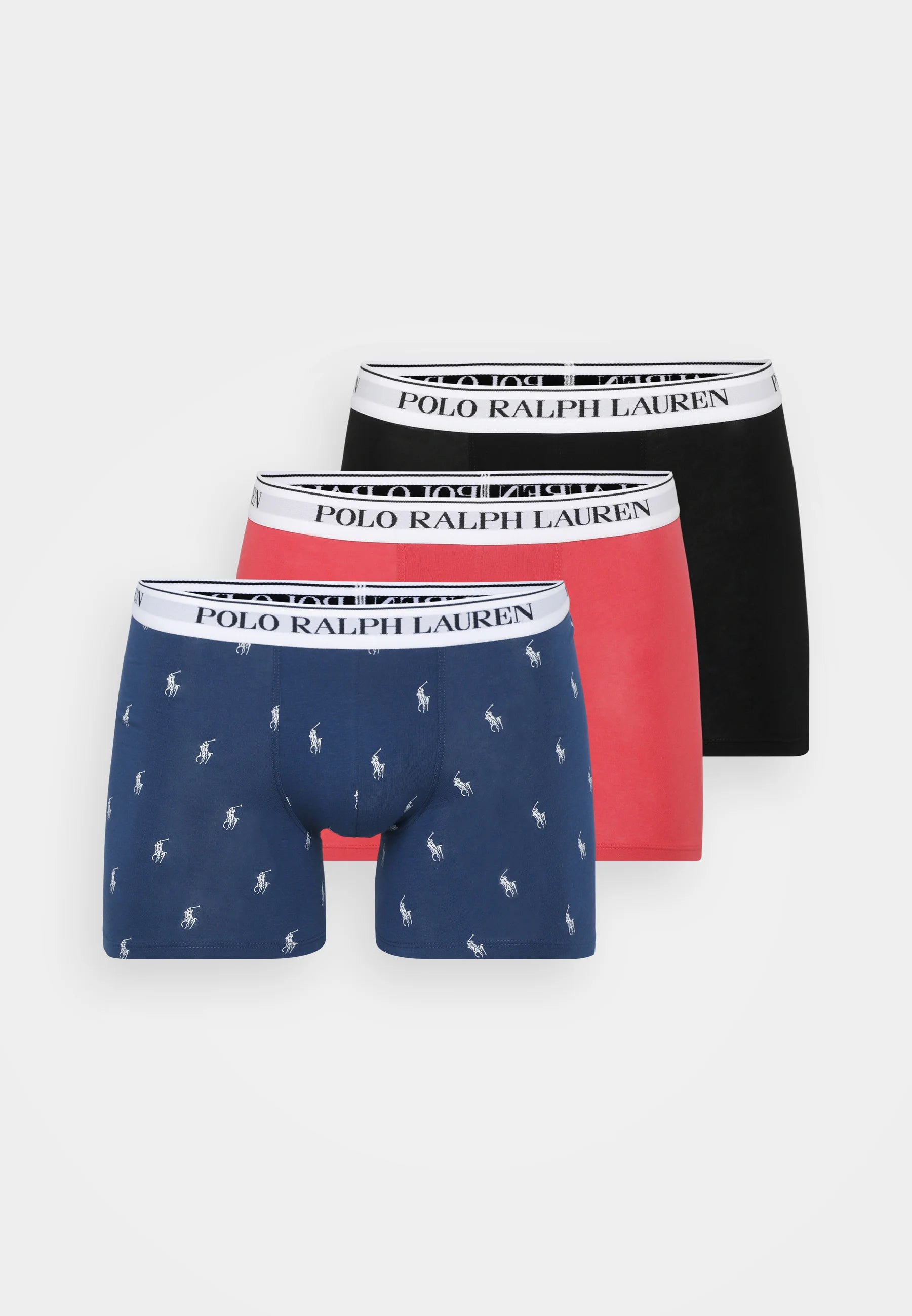 Polo Ralph Lauren Boxer en coton stretch – Lot de 3 – Bleu marine, noir, rouge
