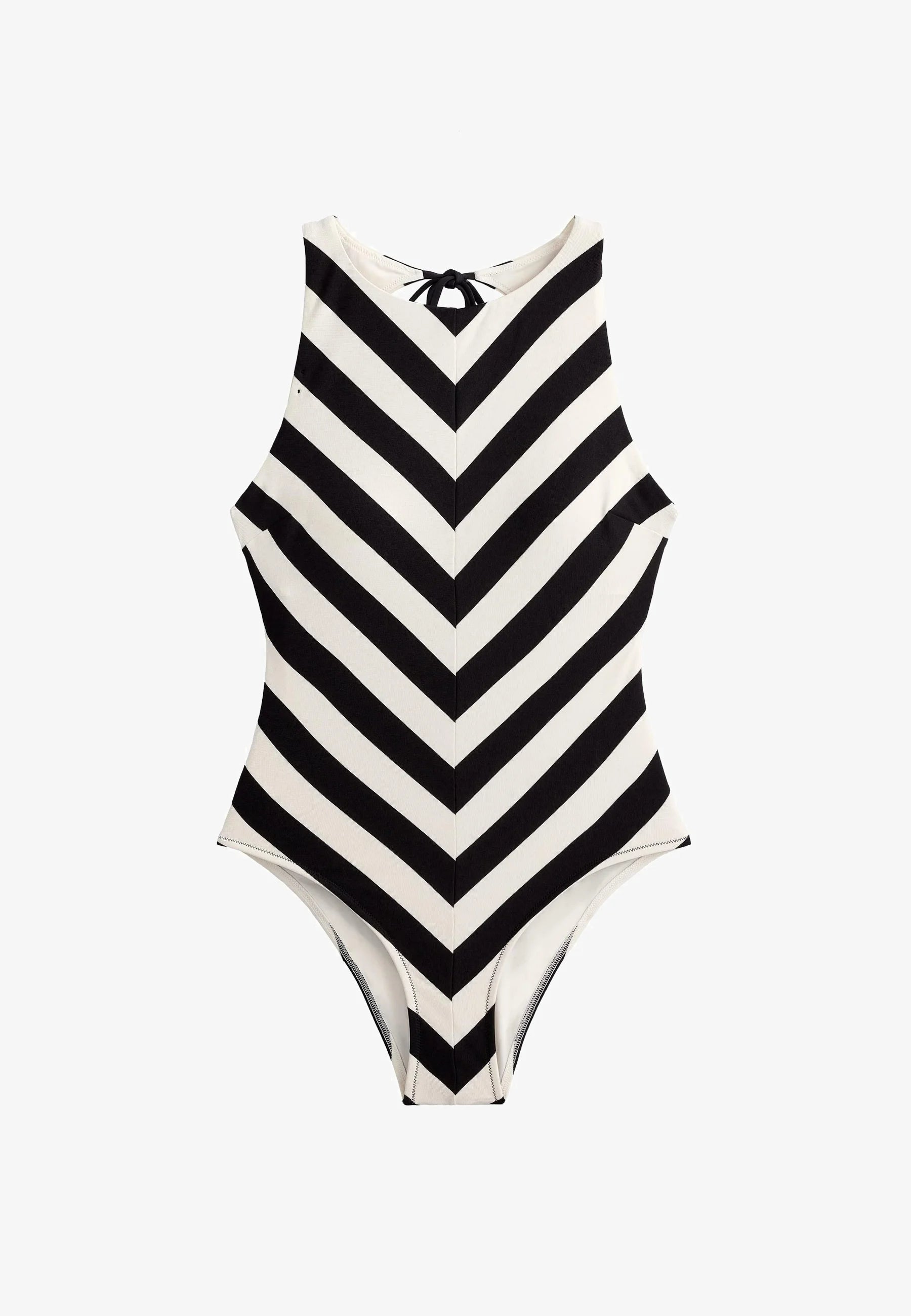 Jednodílné plavky OYSHO Stripe Structure – černé