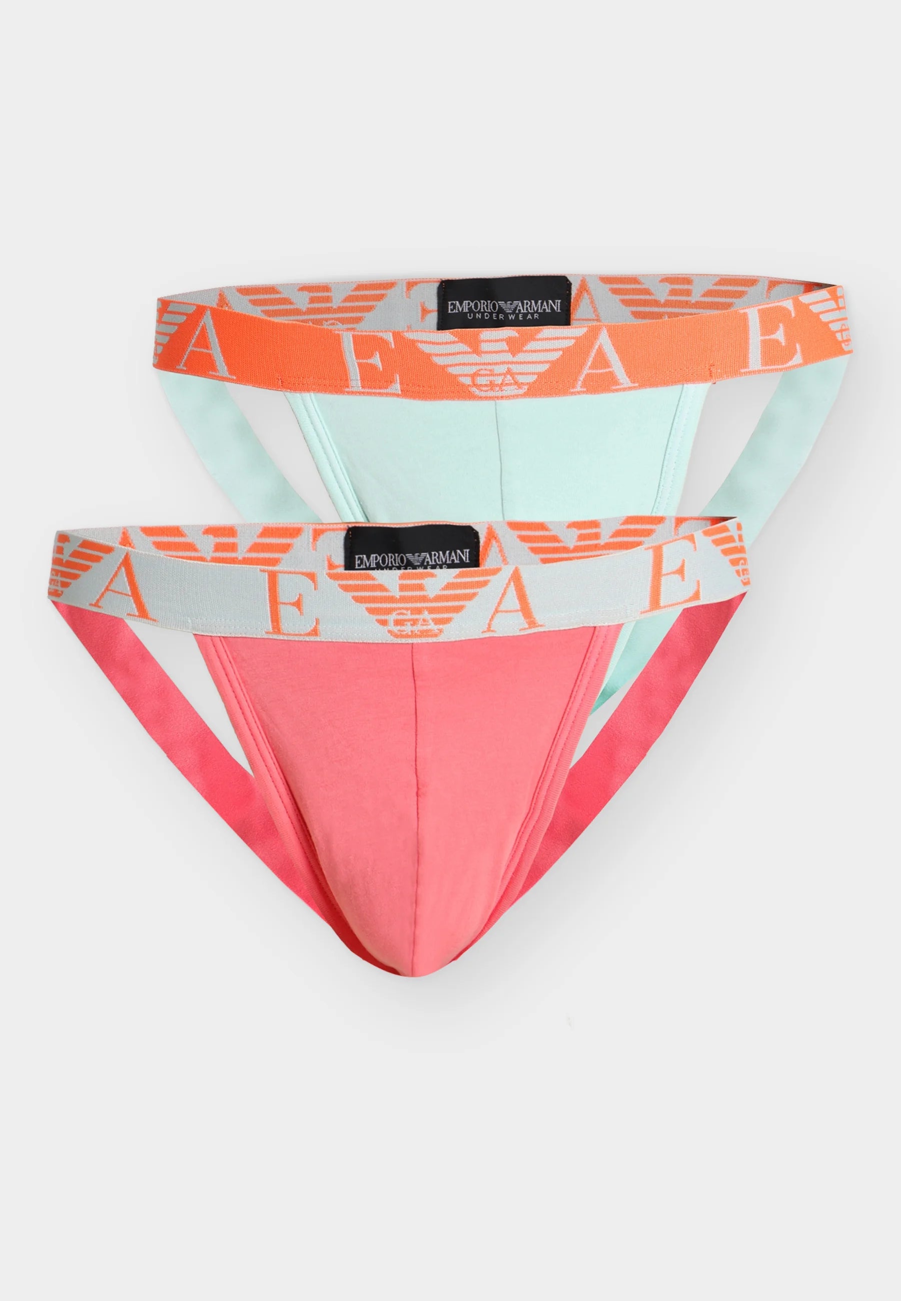Lot de 2 jockstraps Emporio Armani BOLD Monogram – Rose, Aqua