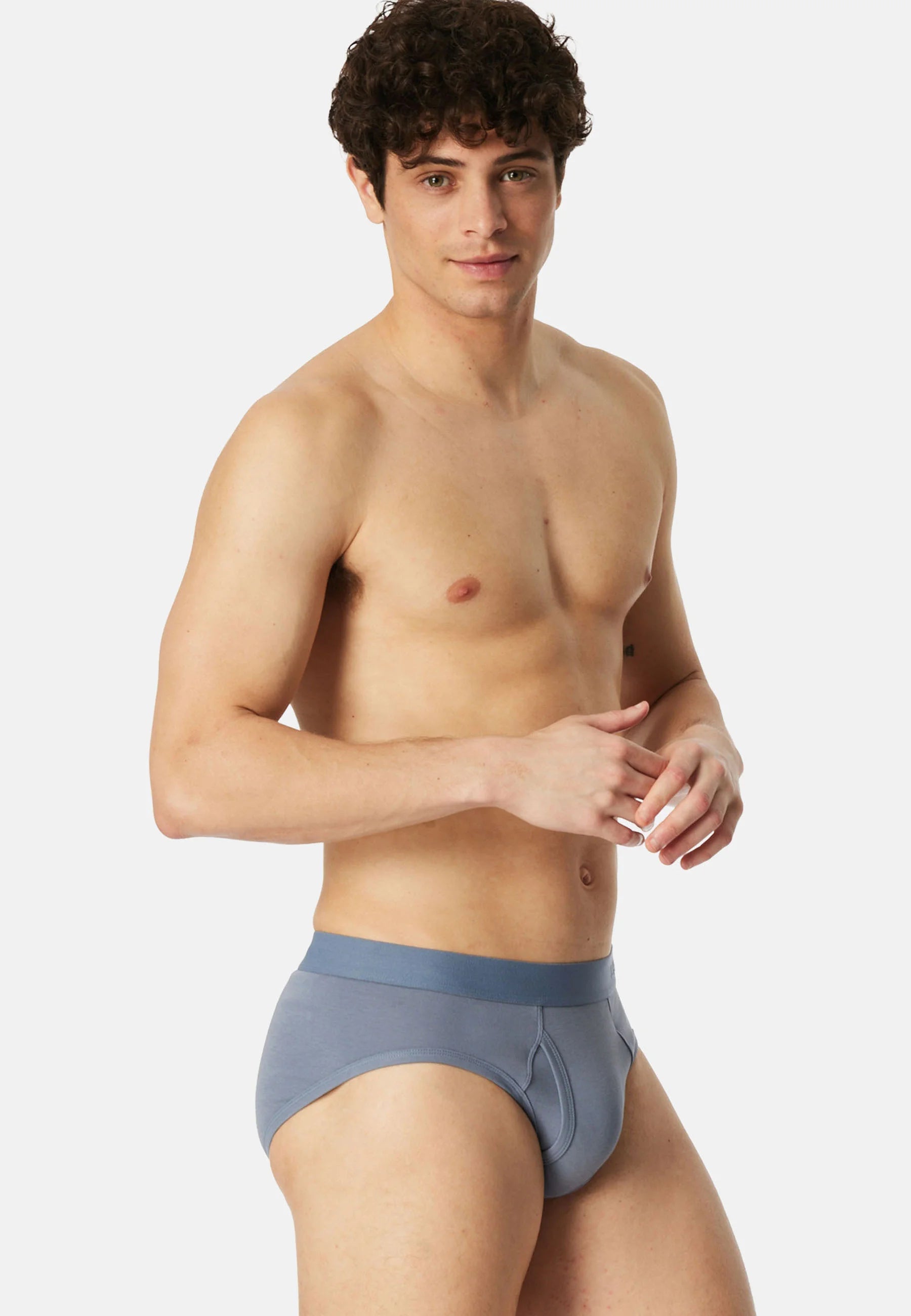 Lot de 4 slips en coton Schiesser – Bleu Gris