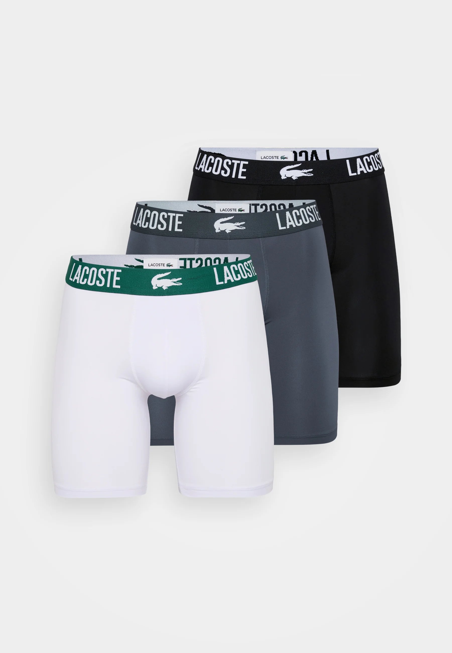 Lacoste Sport Performance Spodní prádlo 3 Pack Stretch Trunks – černá, Flagstone bílá, šedá