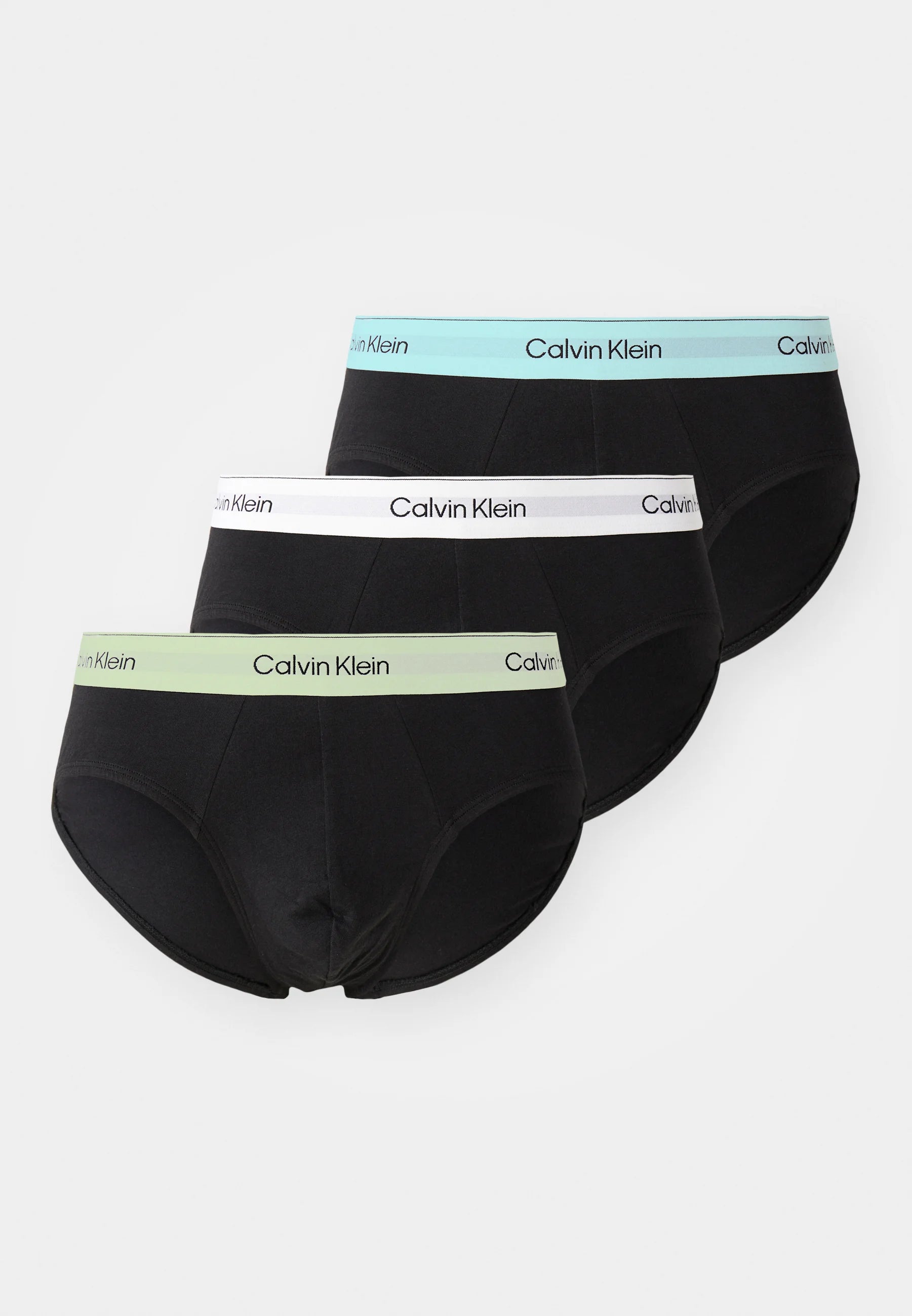 Calvin Klein Icon Cotton Stretch Hip Briefs – 3 Pack – White, Beau Blue, Leafy Fun